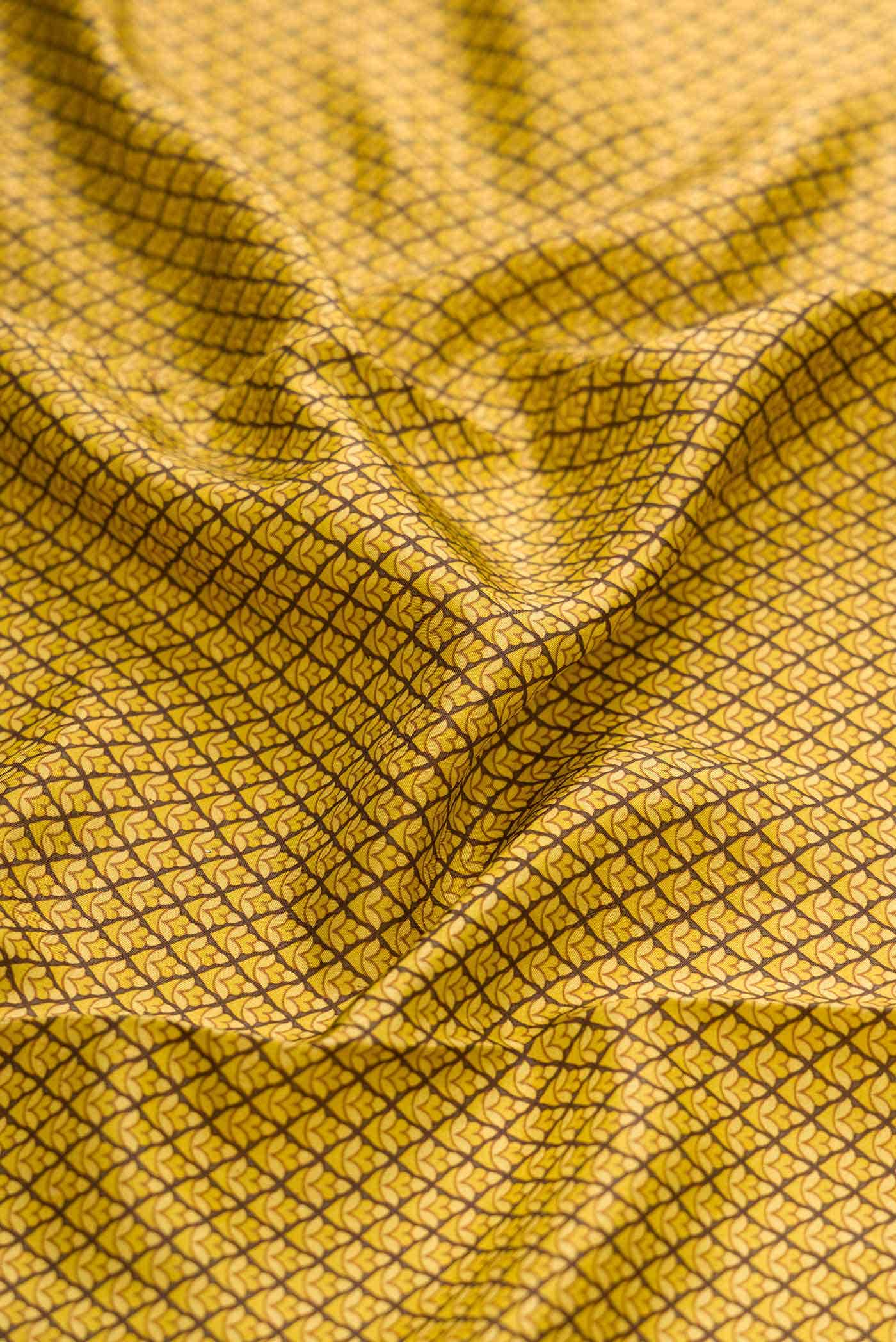 Mustard Printed Silk Saree - Image 2