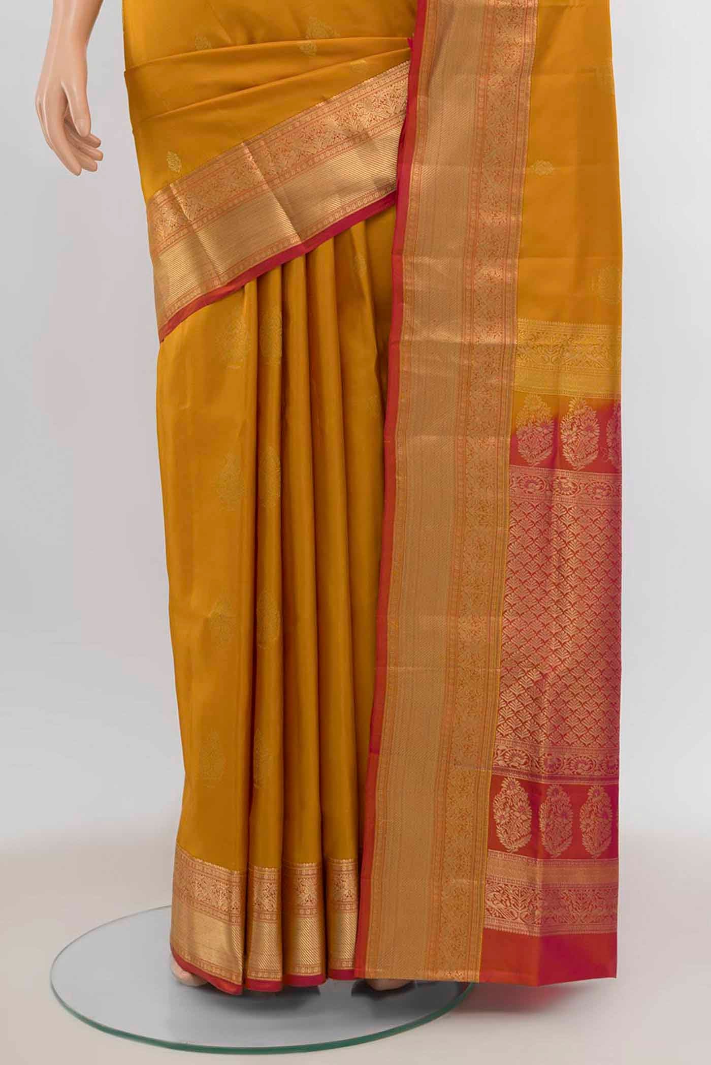 Mustard Soft Silk Saree - Image 3