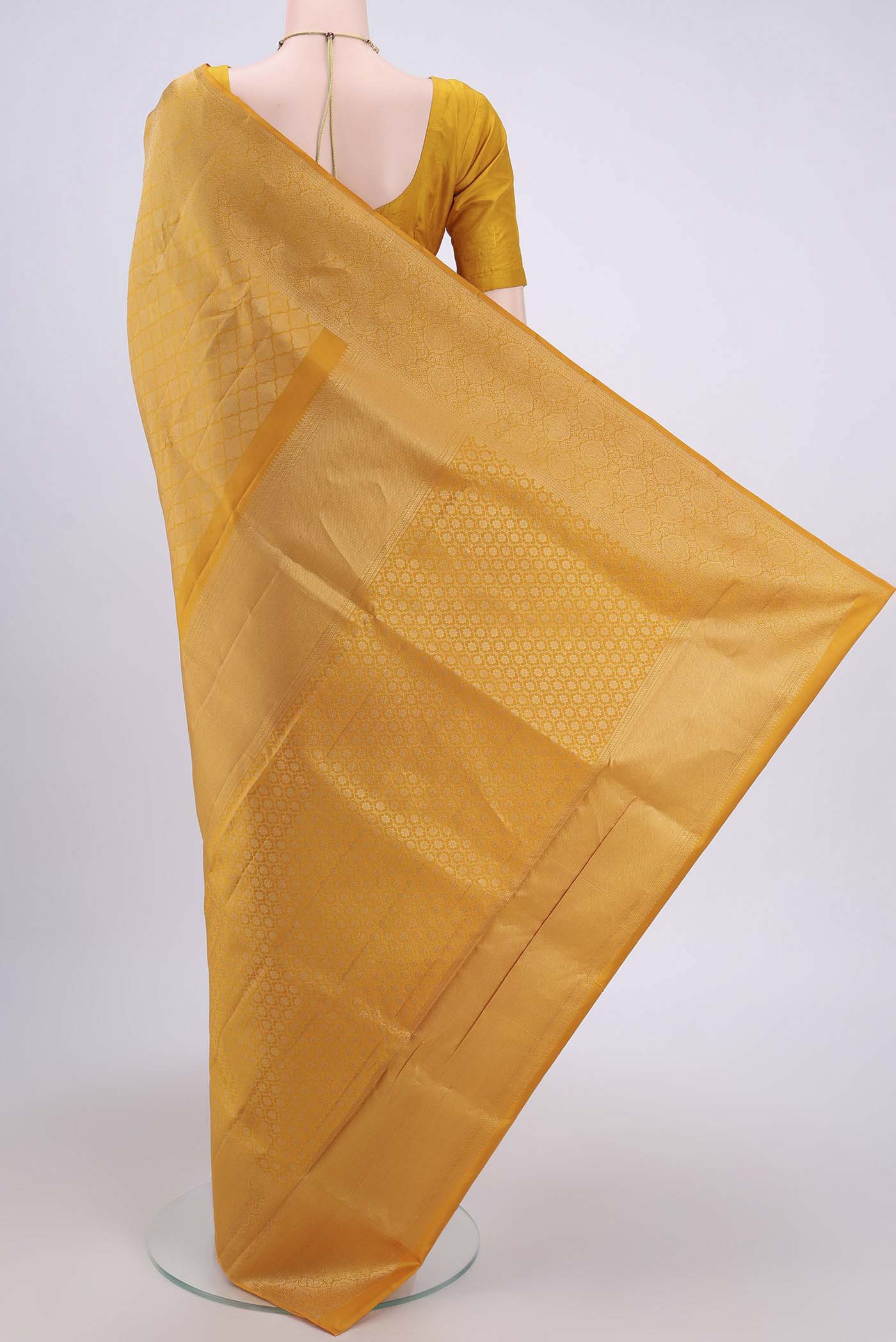 Mustard Soft Silk Saree - Image 3