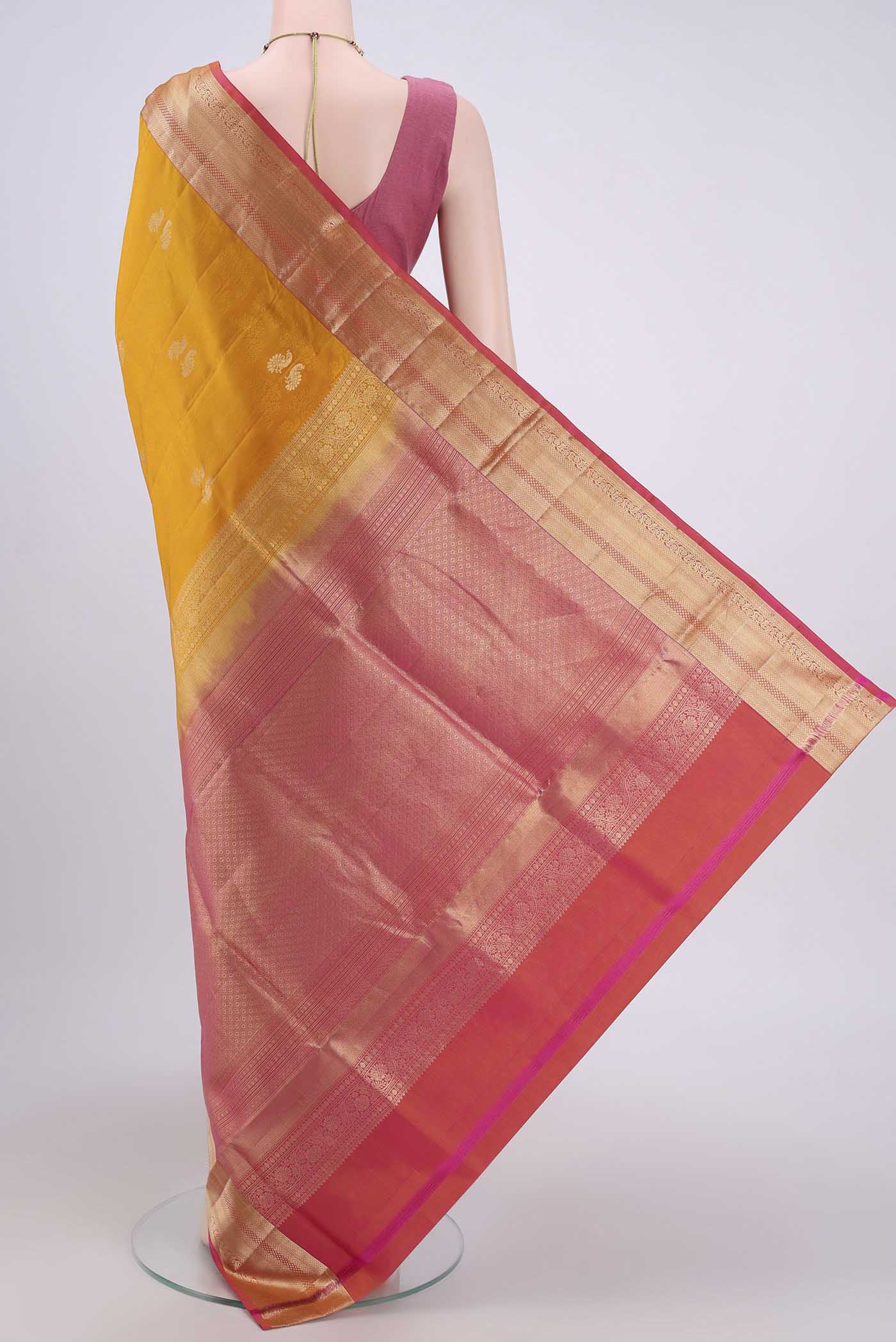 Mustard Soft Silk Saree - Image 3
