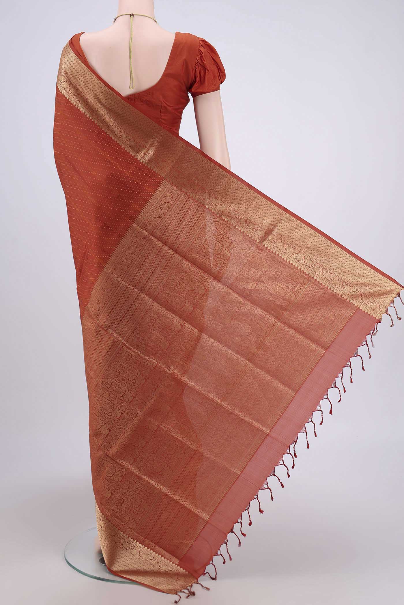 Rust Soft Silk Saree - Image 3