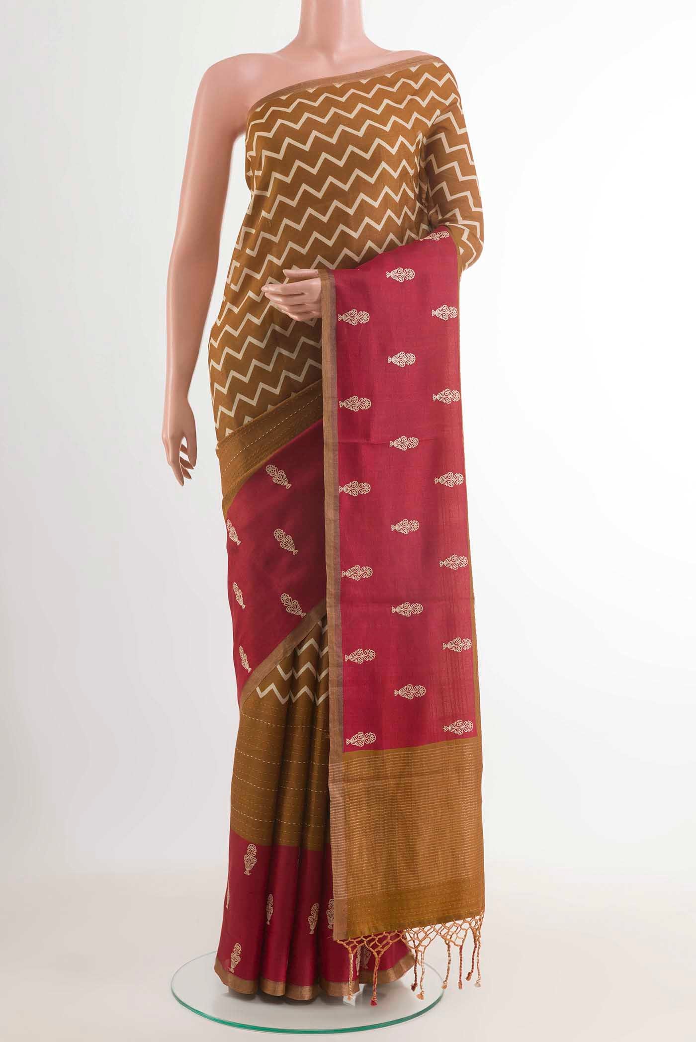 Mustard Tussar Saree