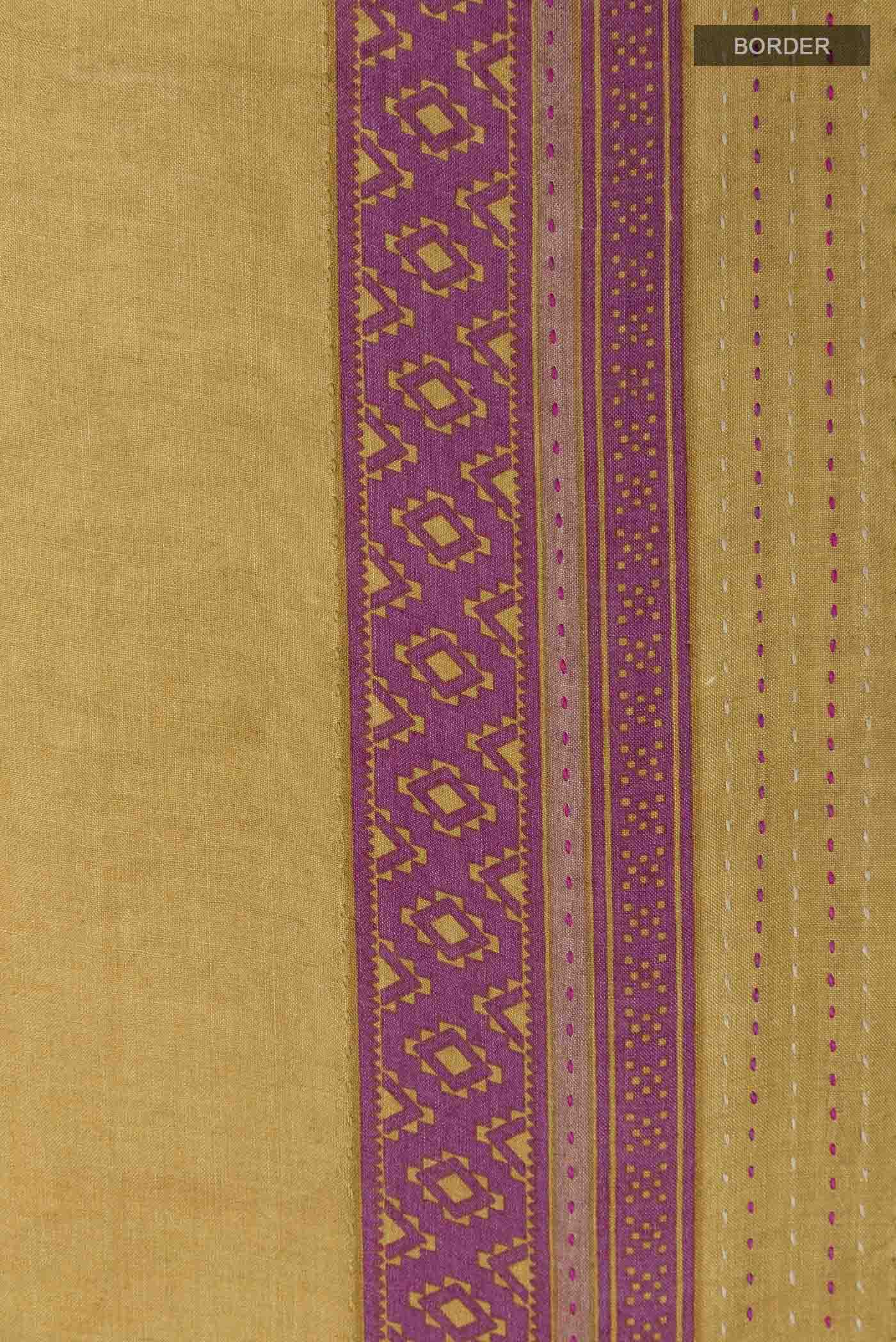 Mustard Tussar Saree - Image 3