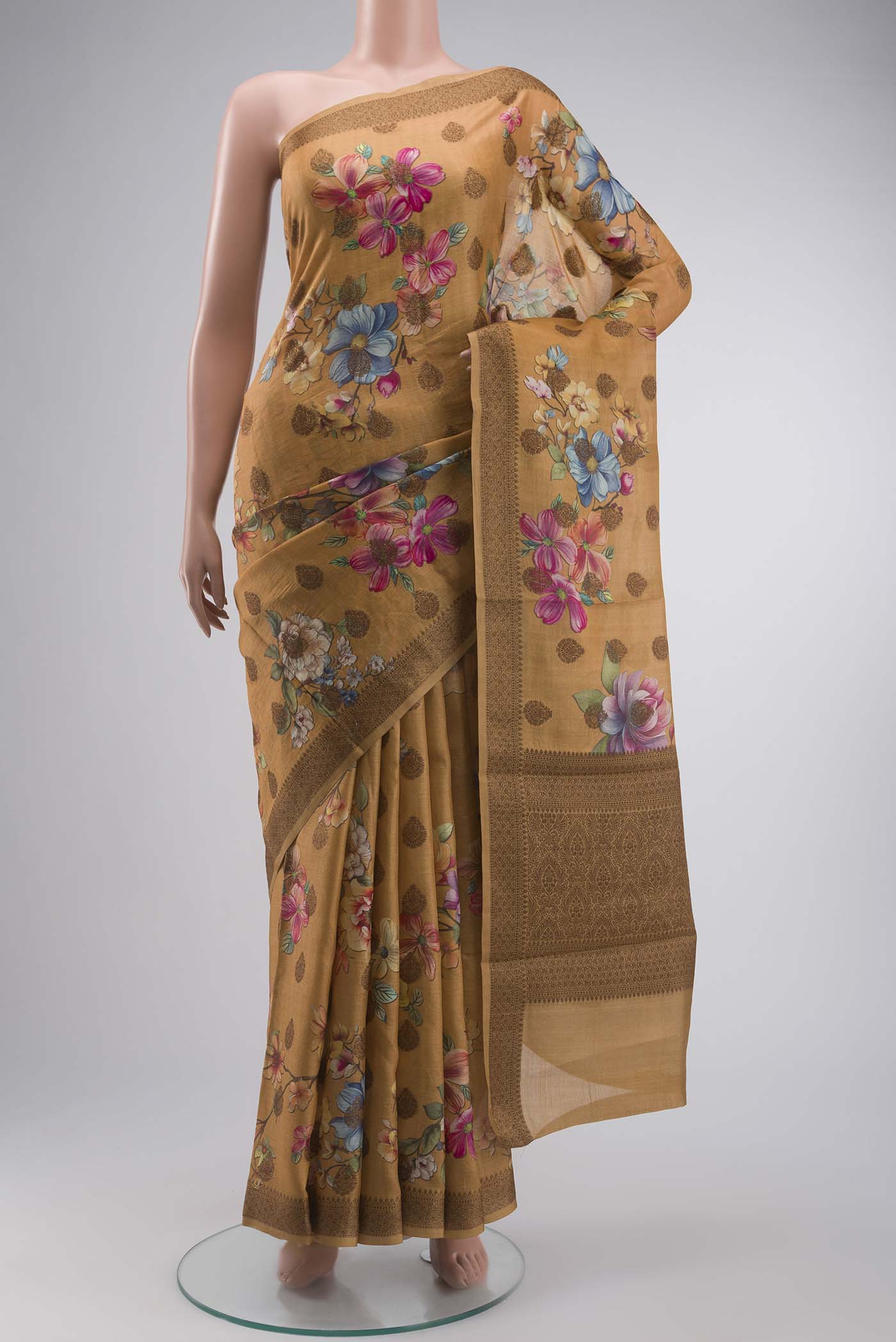 Mustard Tussar Silk Saree