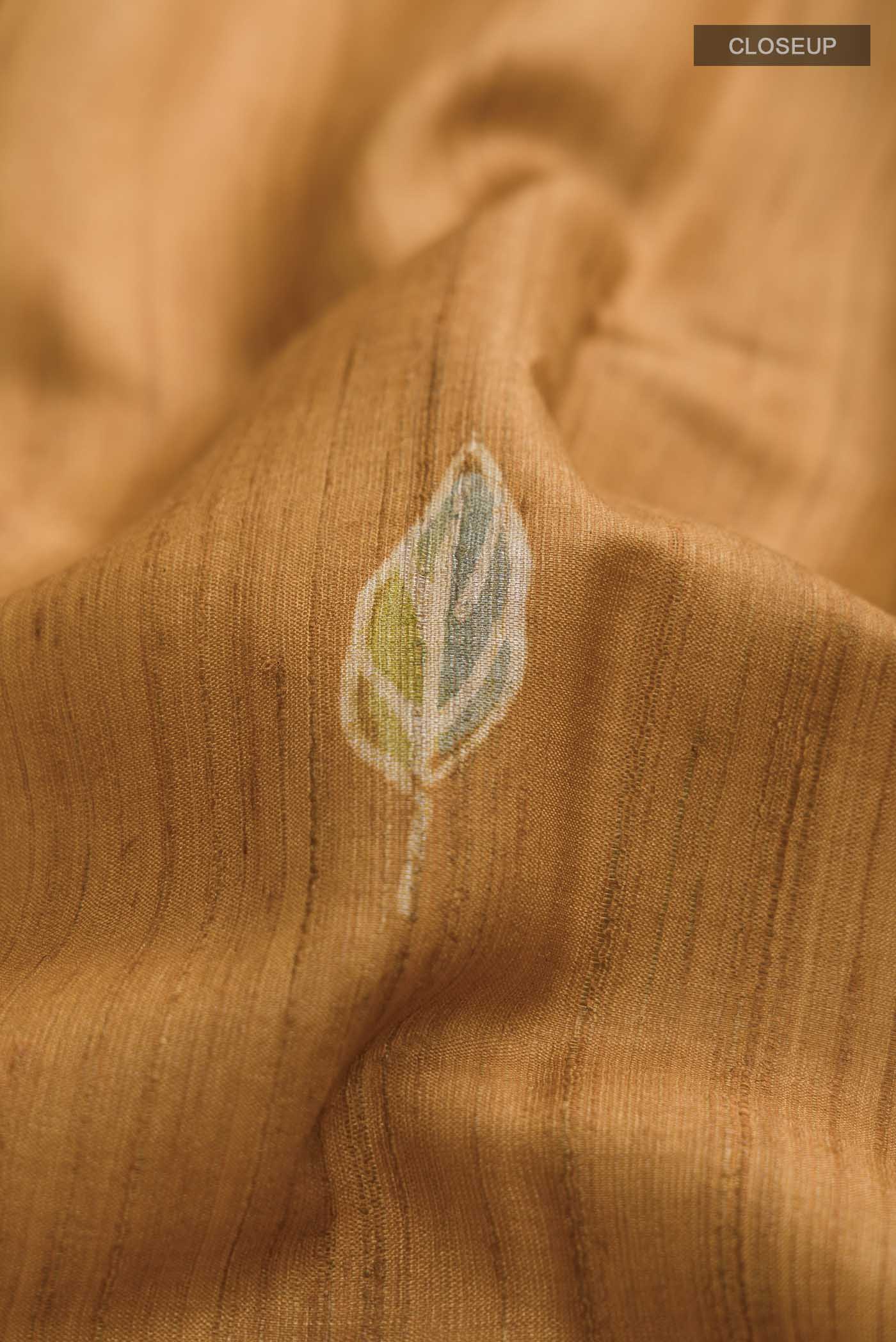 Mustard Tussar Silk Saree - Image 2