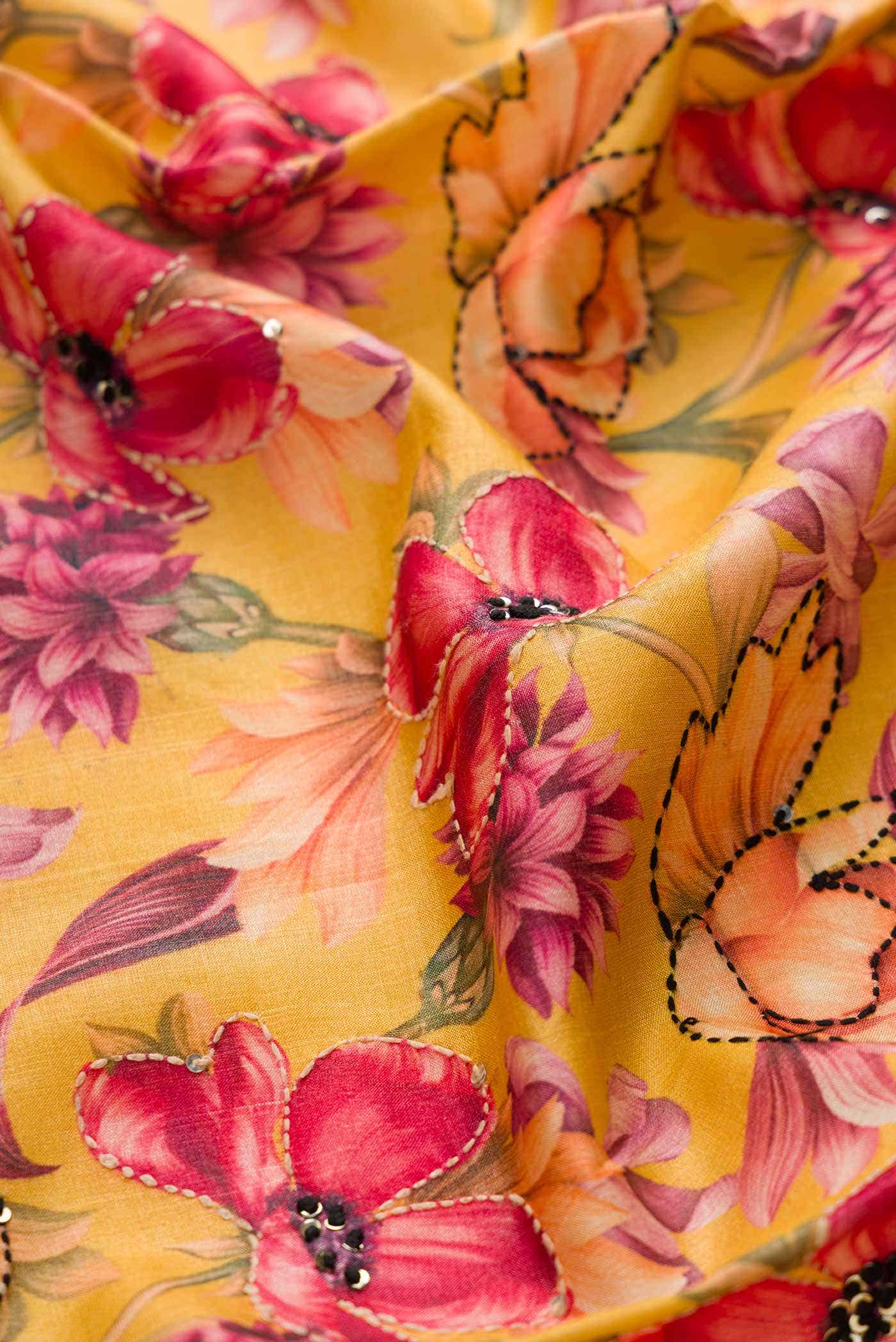 Mustard Tussar Silk Saree - Image 2