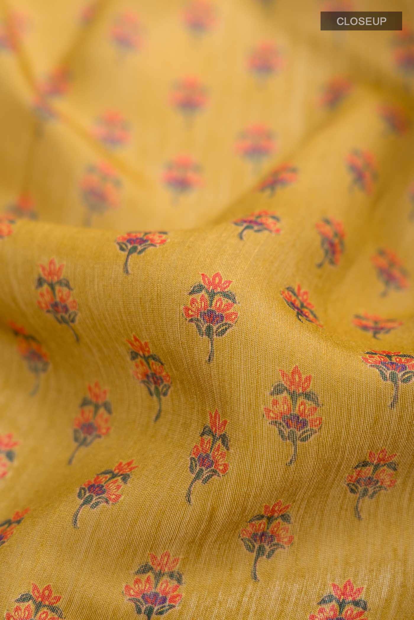 Mustard Tussar Silk Saree - Image 2