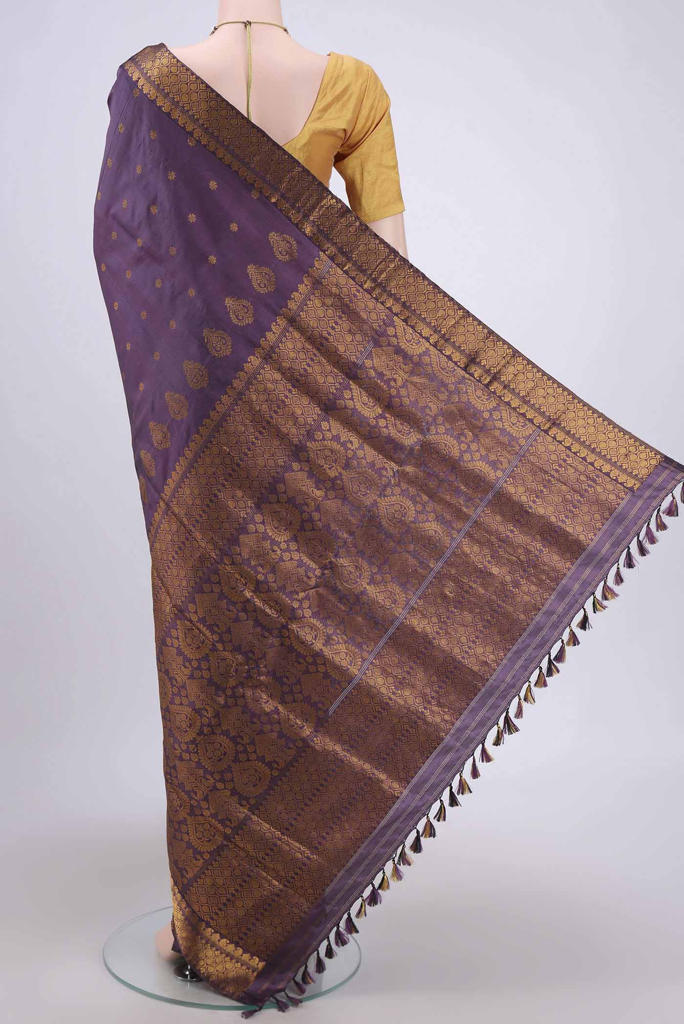 Purple Assam Silk Saree - Image 3