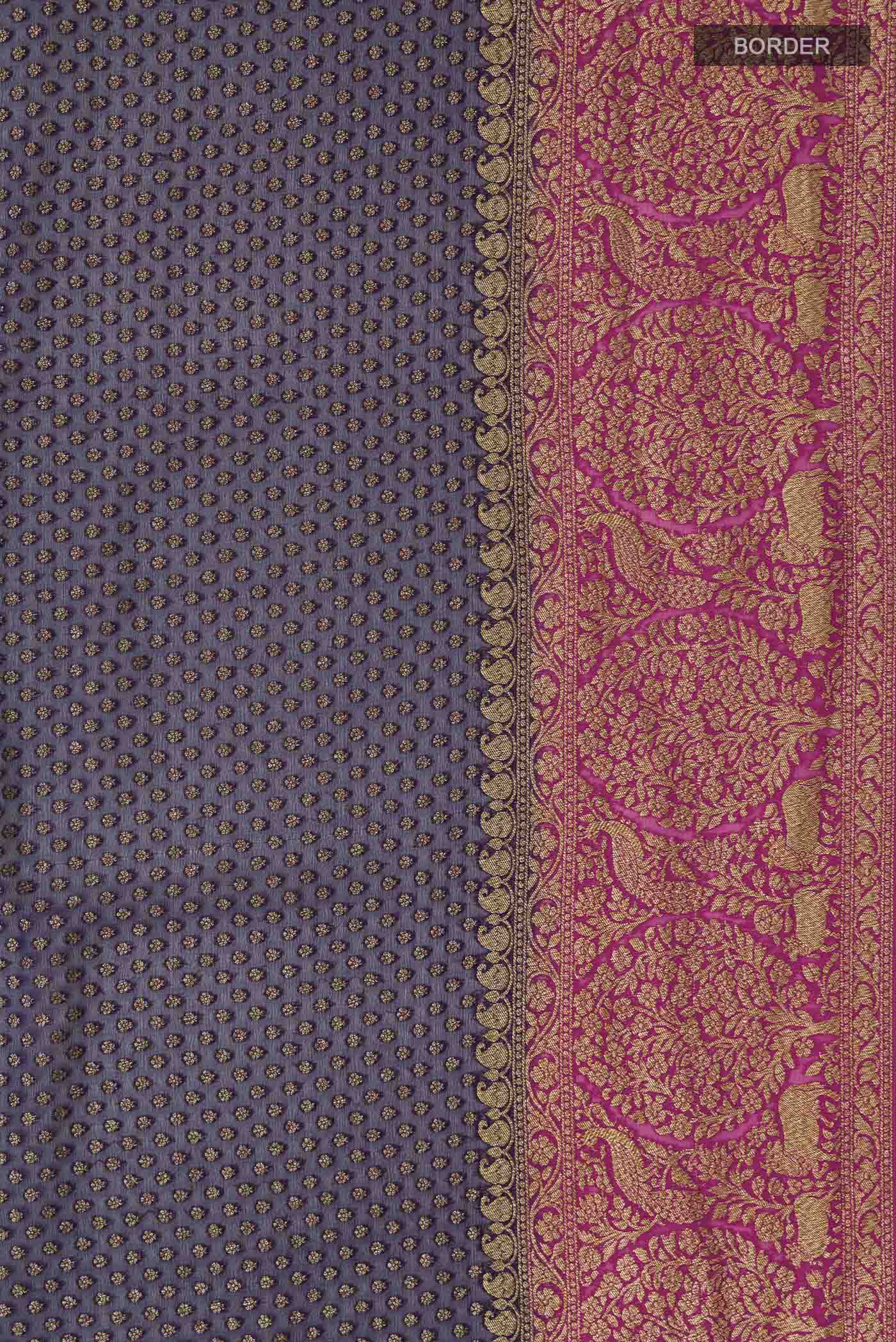 Navy Blue Banarasi Georgette Saree - Image 3