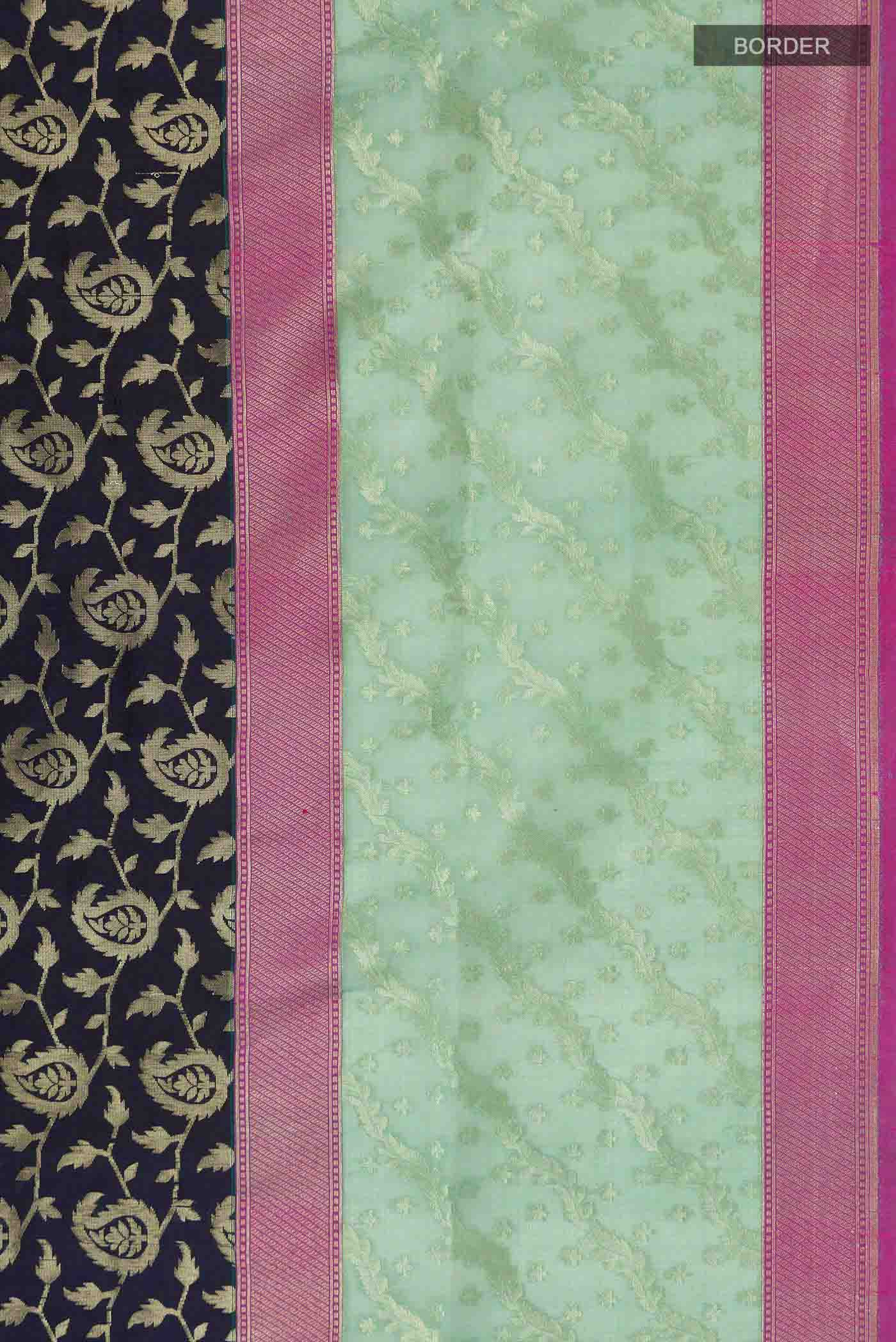 Navy Blue Banarasi Silk Saree - Image 2