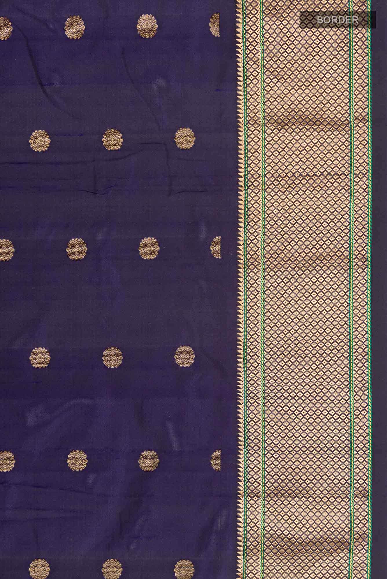 Navy Blue Blended Bangalore Silk Saree - Image 5