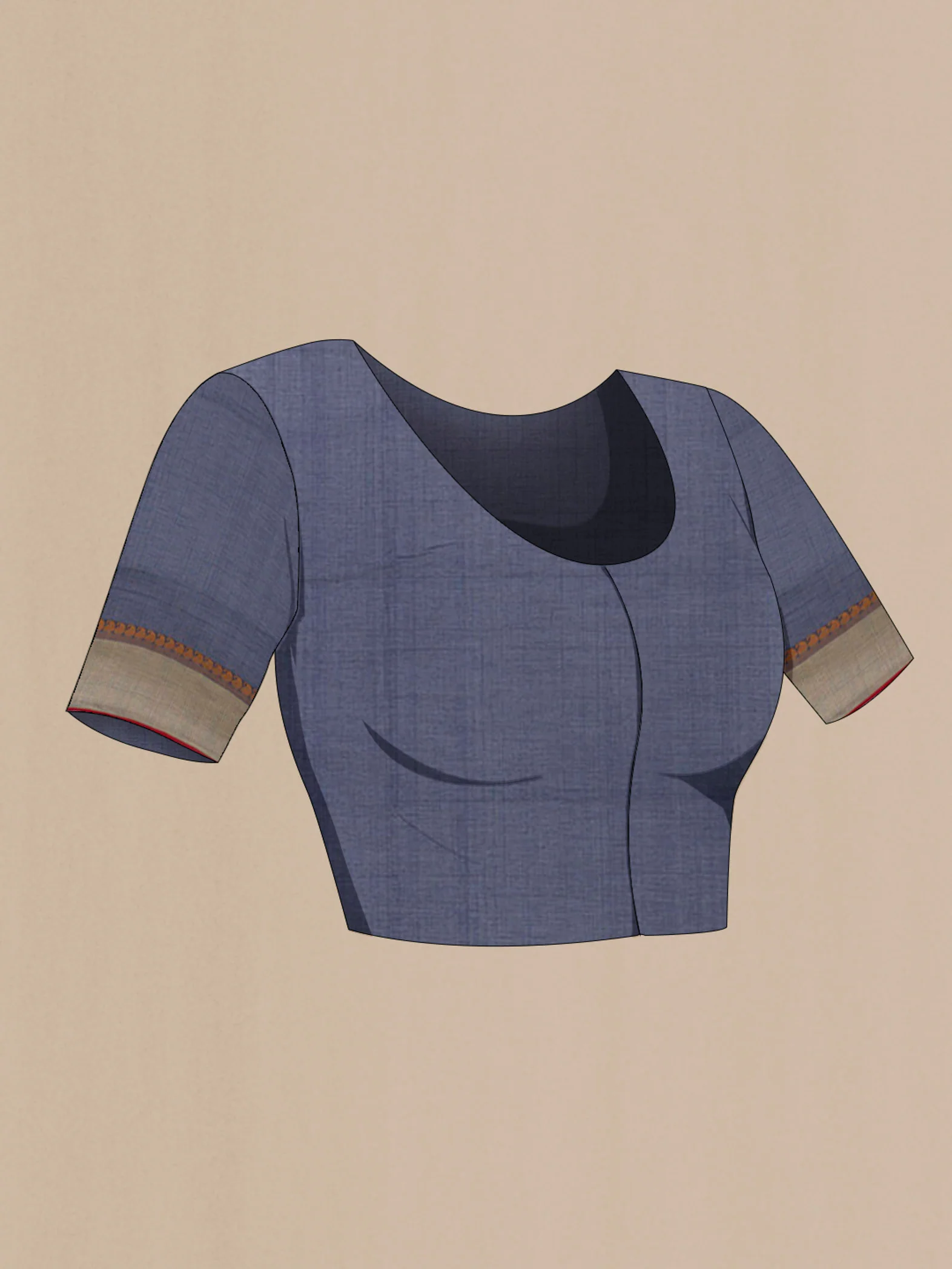 Navy Blue Coimbatore Cotton Saree - Image 4