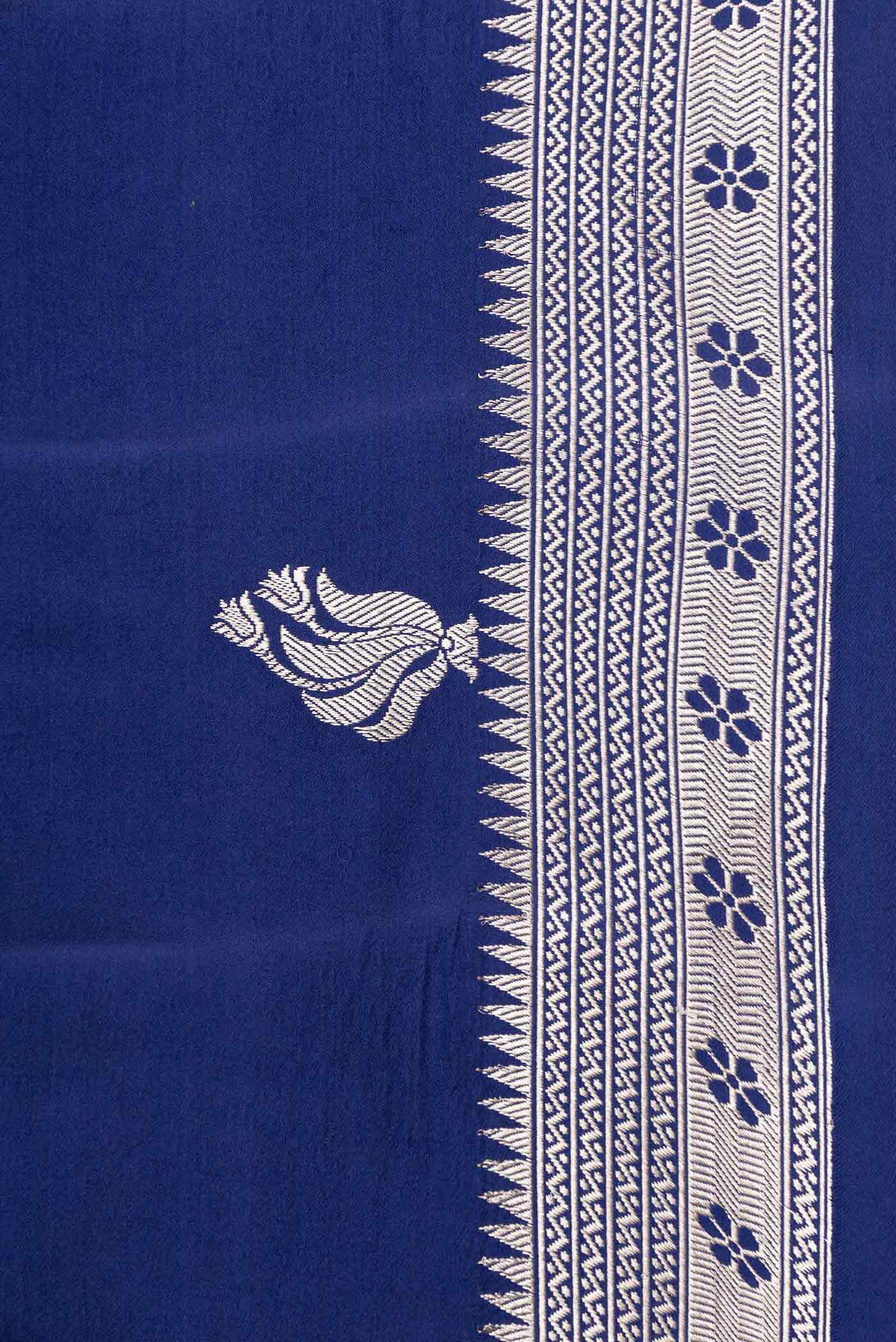 Navy Blue Dual Tone Banarasi Saree - Image 3