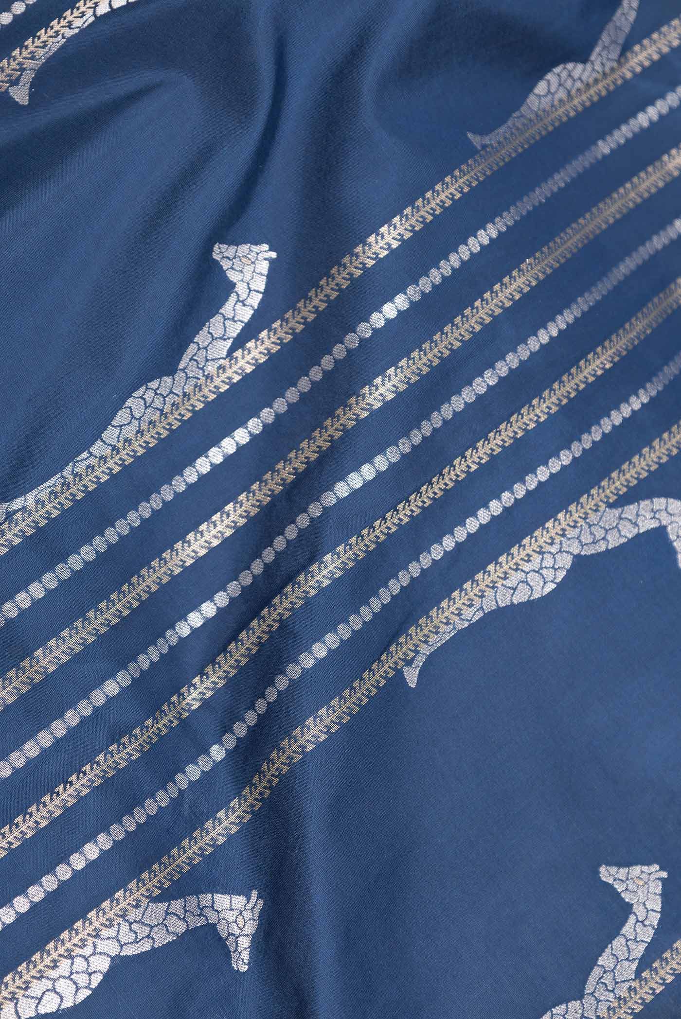 Navy Blue Dual Tone Banarasi Saree - Image 2