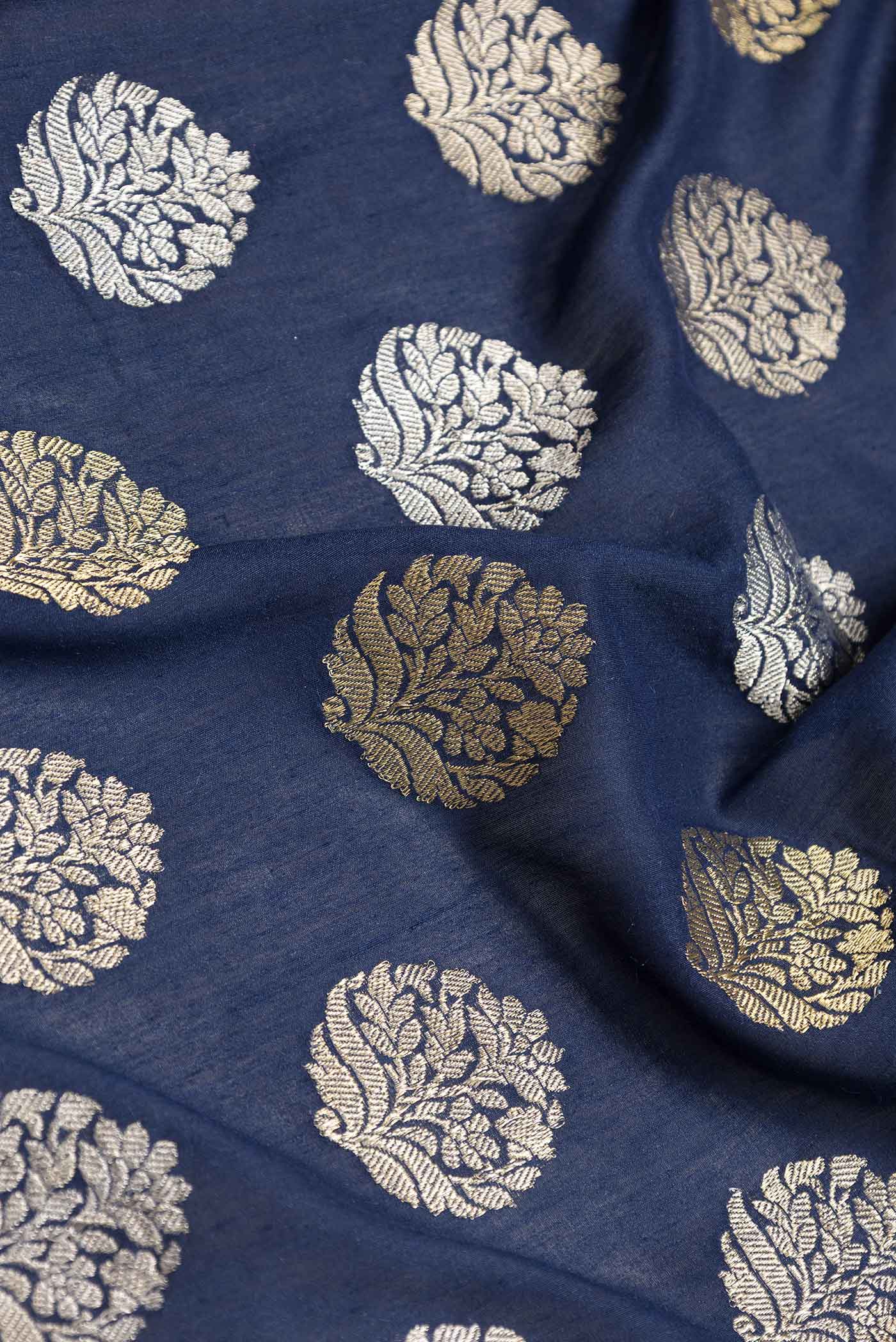 Navy Blue Banarasi Tussar Georgette Saree - Image 2