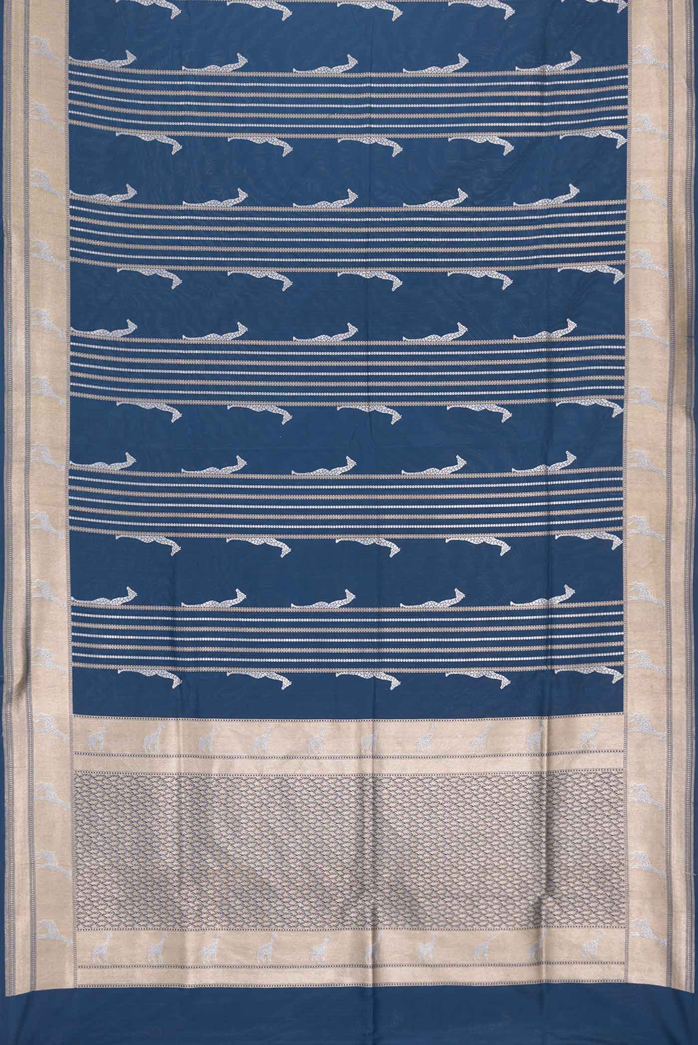 Navy Blue Dual Tone Banarasi Saree - Image 6