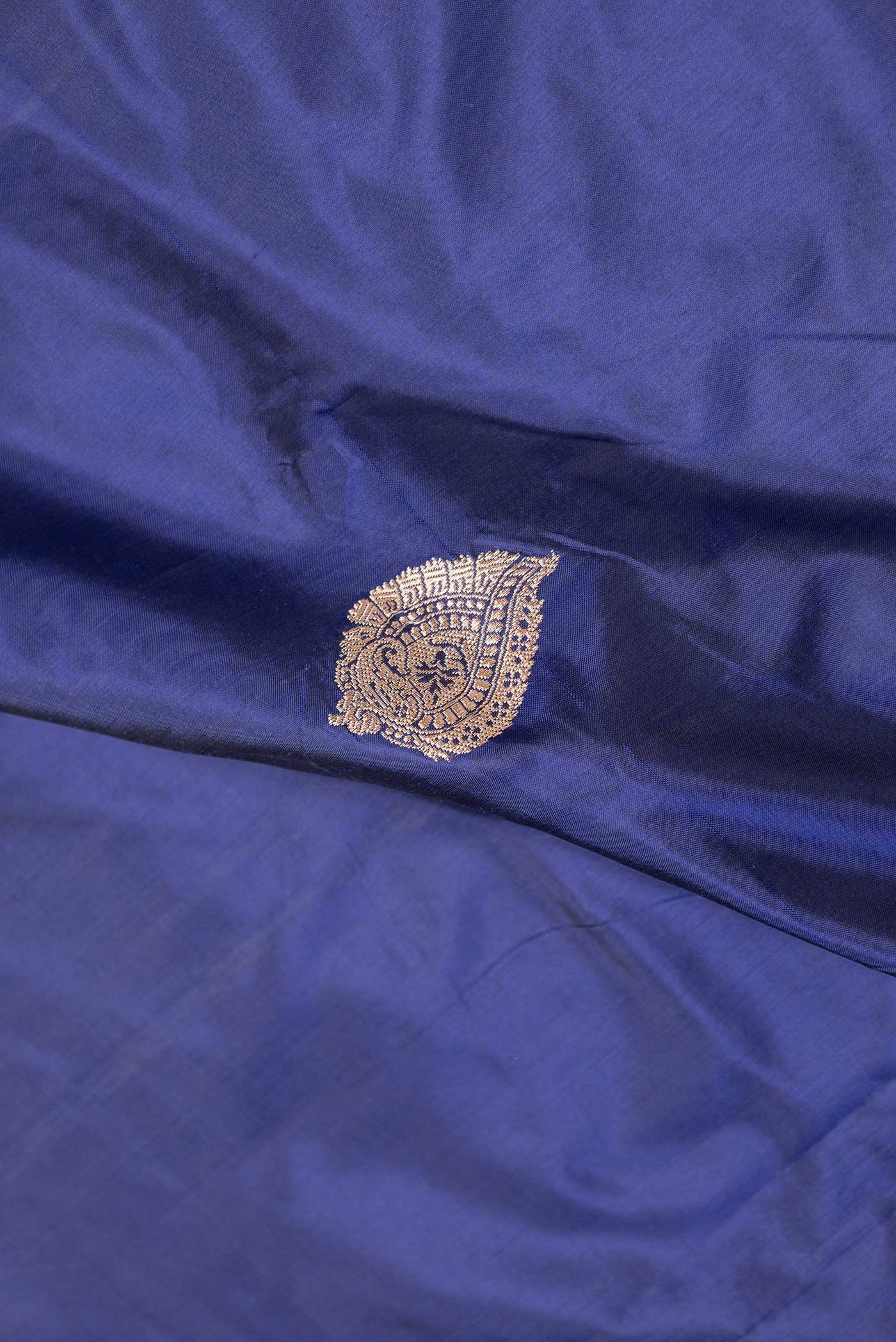 Navy Blue Dual Tone Banarasi Silk Saree - Image 2