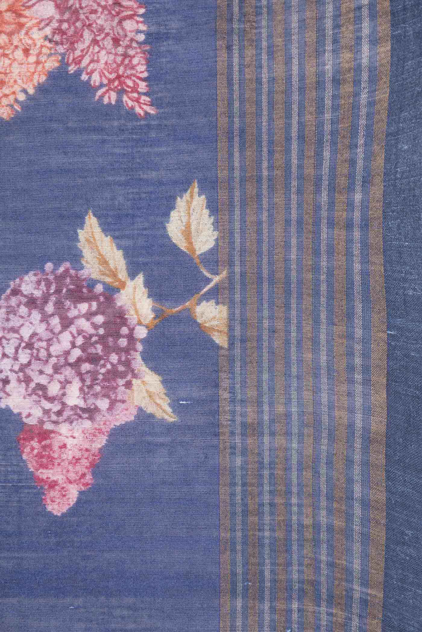 Navy Blue Dual Tone Chanderi Silk Saree - Image 3
