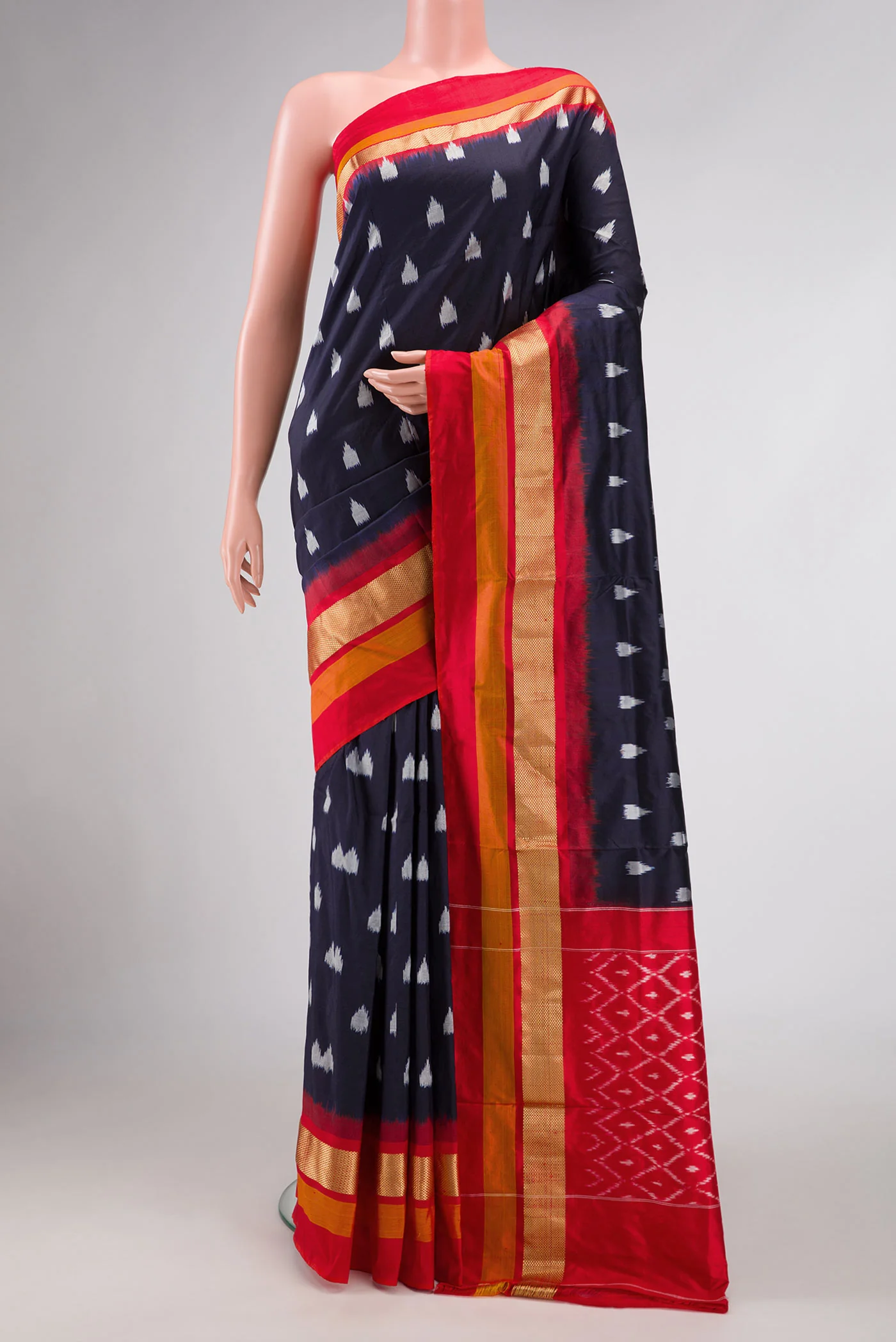 Navy Blue Pochampally Silk Saree