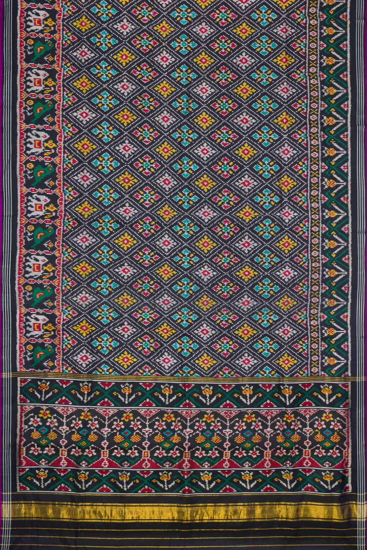 Black Pochampally Silk Saree - Image 6