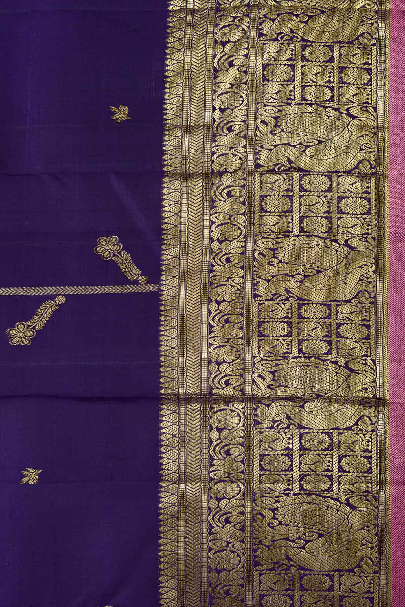 Navy Blue Dual Tone Kanjivaram Saree - Image 3