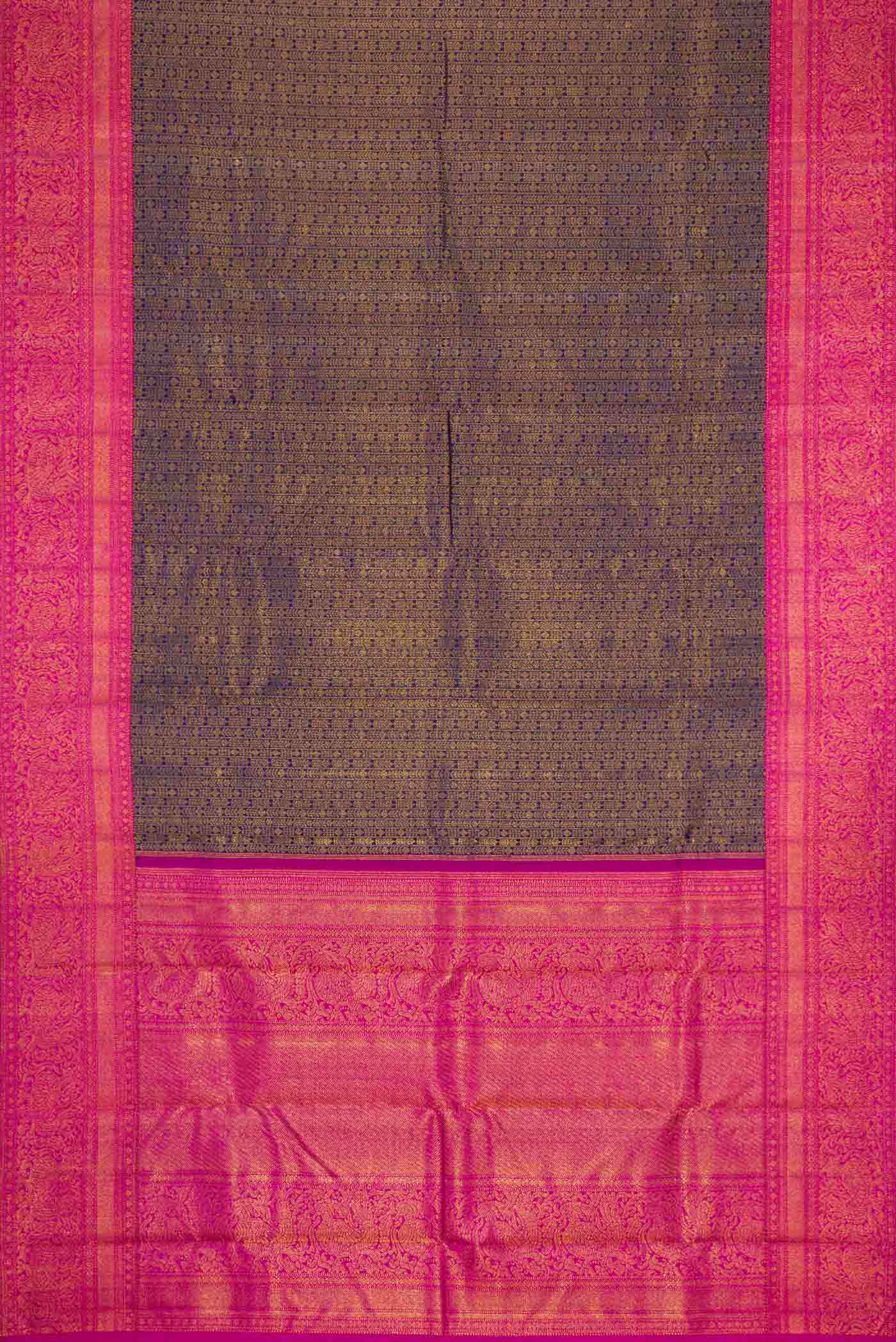 Navy Blue Dual Tone Kanchipuram Silk Saree - Image 6