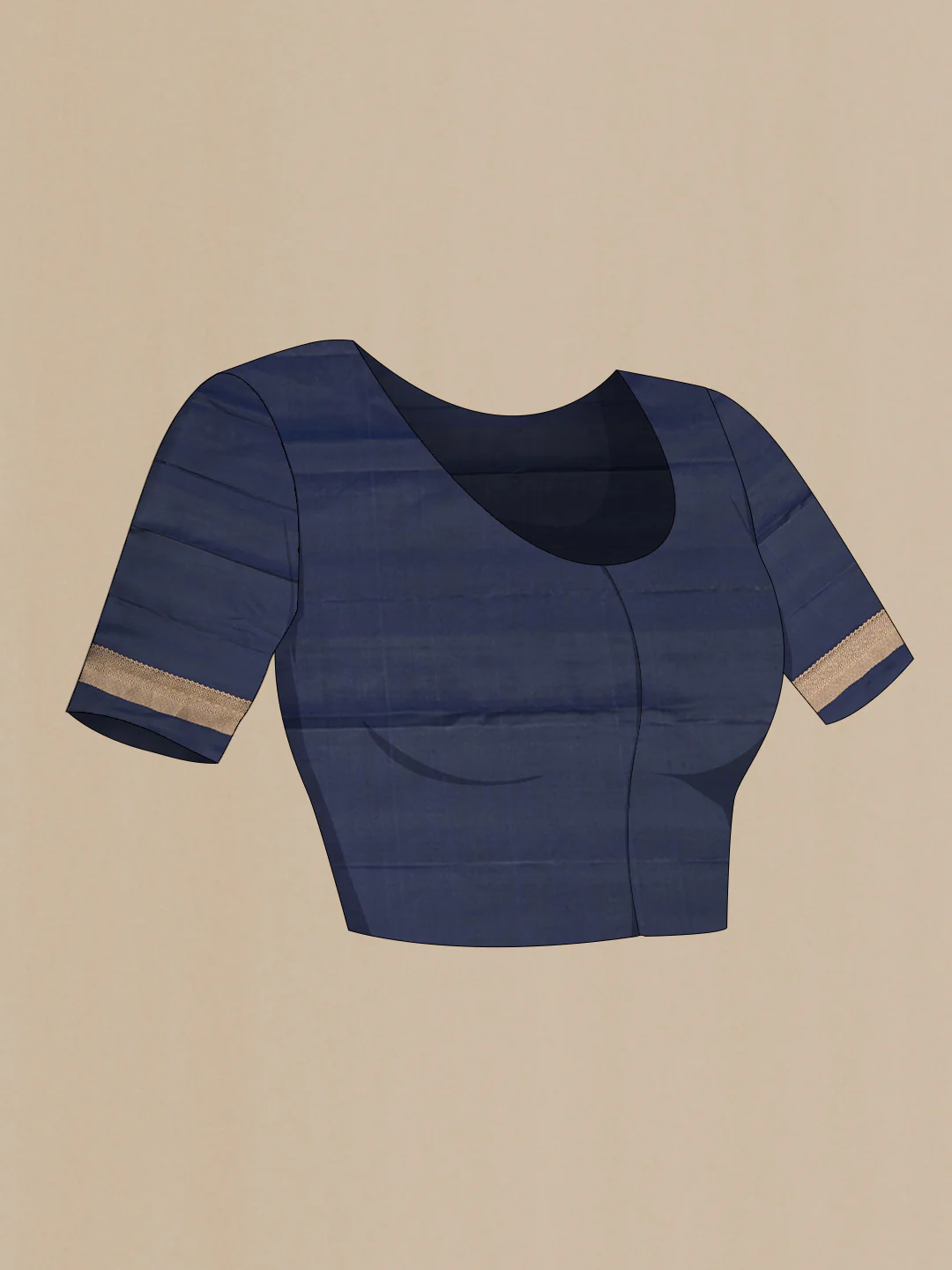 Navy Blue Dual Tone Kanjivaram Silk Saree - Image 5