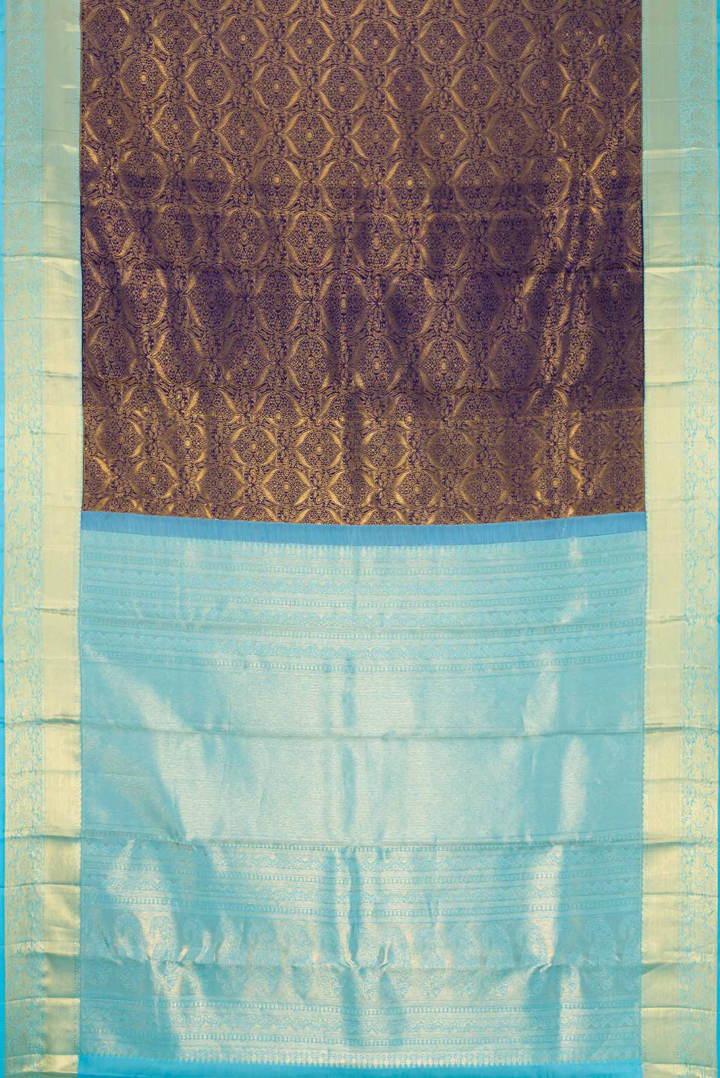 Navy Blue Kanchipuram Silk Saree - Image 6