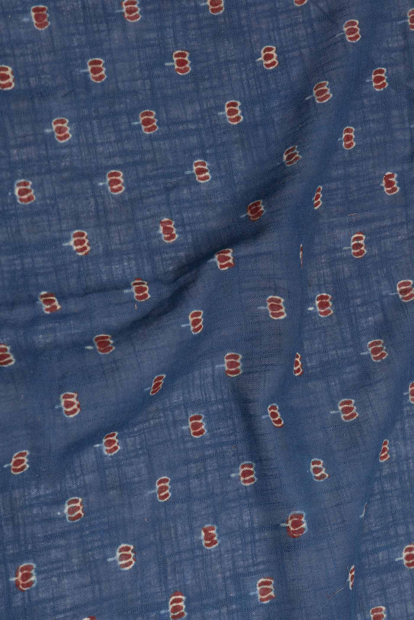 Navy Blue Dual Tone Linen Cotton Saree - Image 2