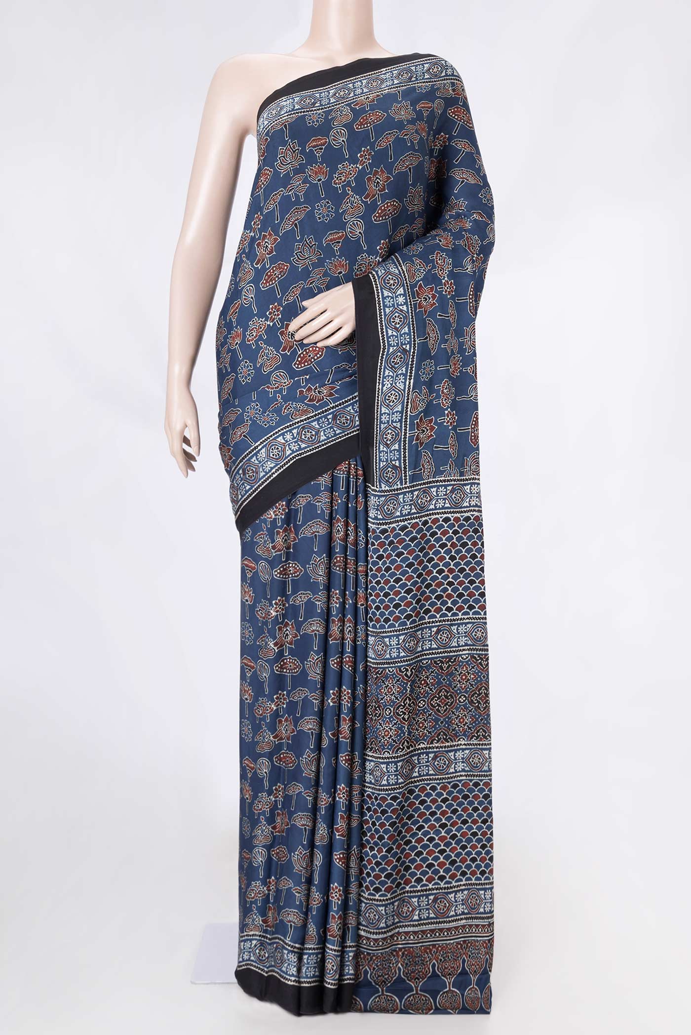 Navy Blue Dual Tone Satin Silk Saree