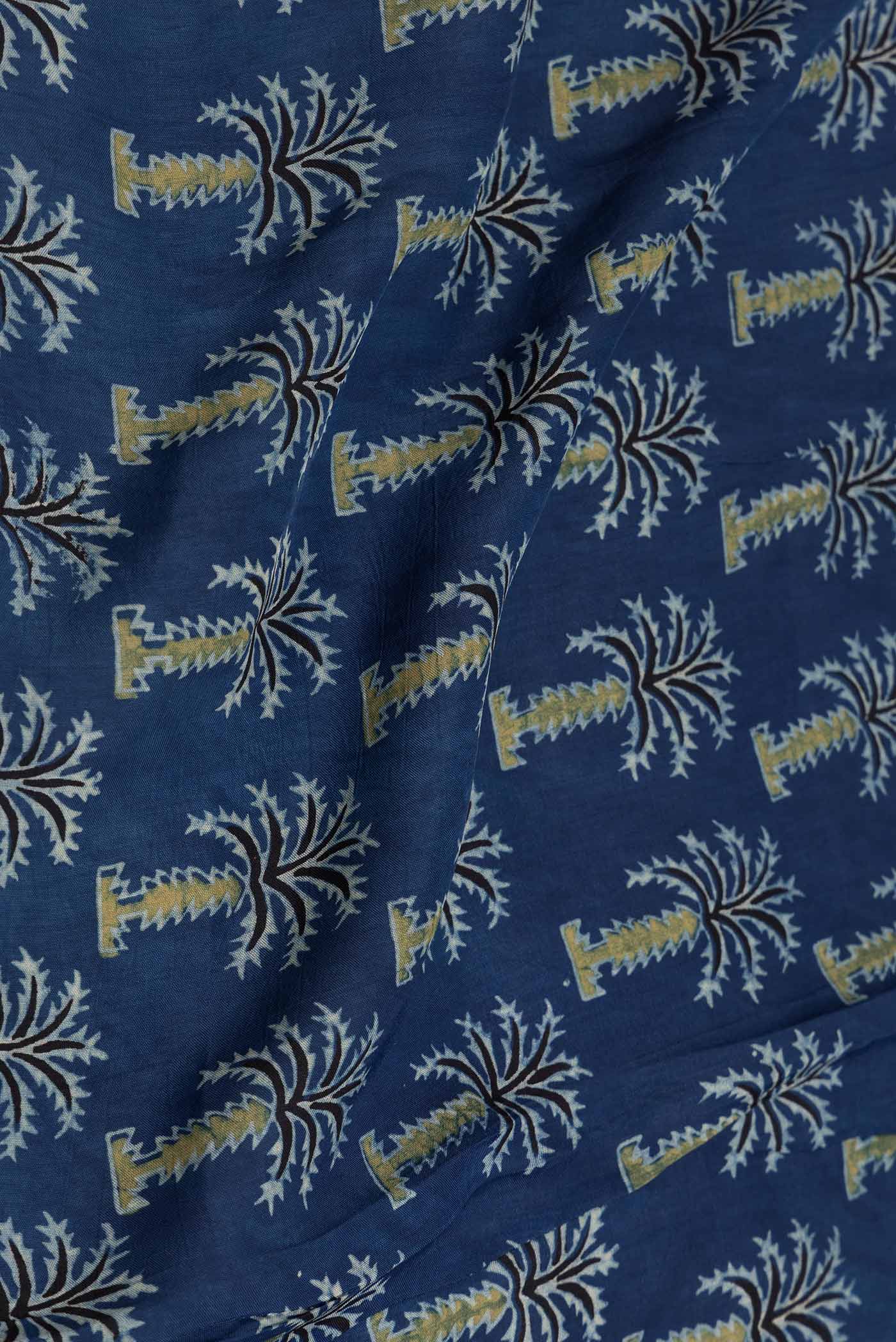 Navy Blue Dual Tone Satin Silk Saree - Image 2