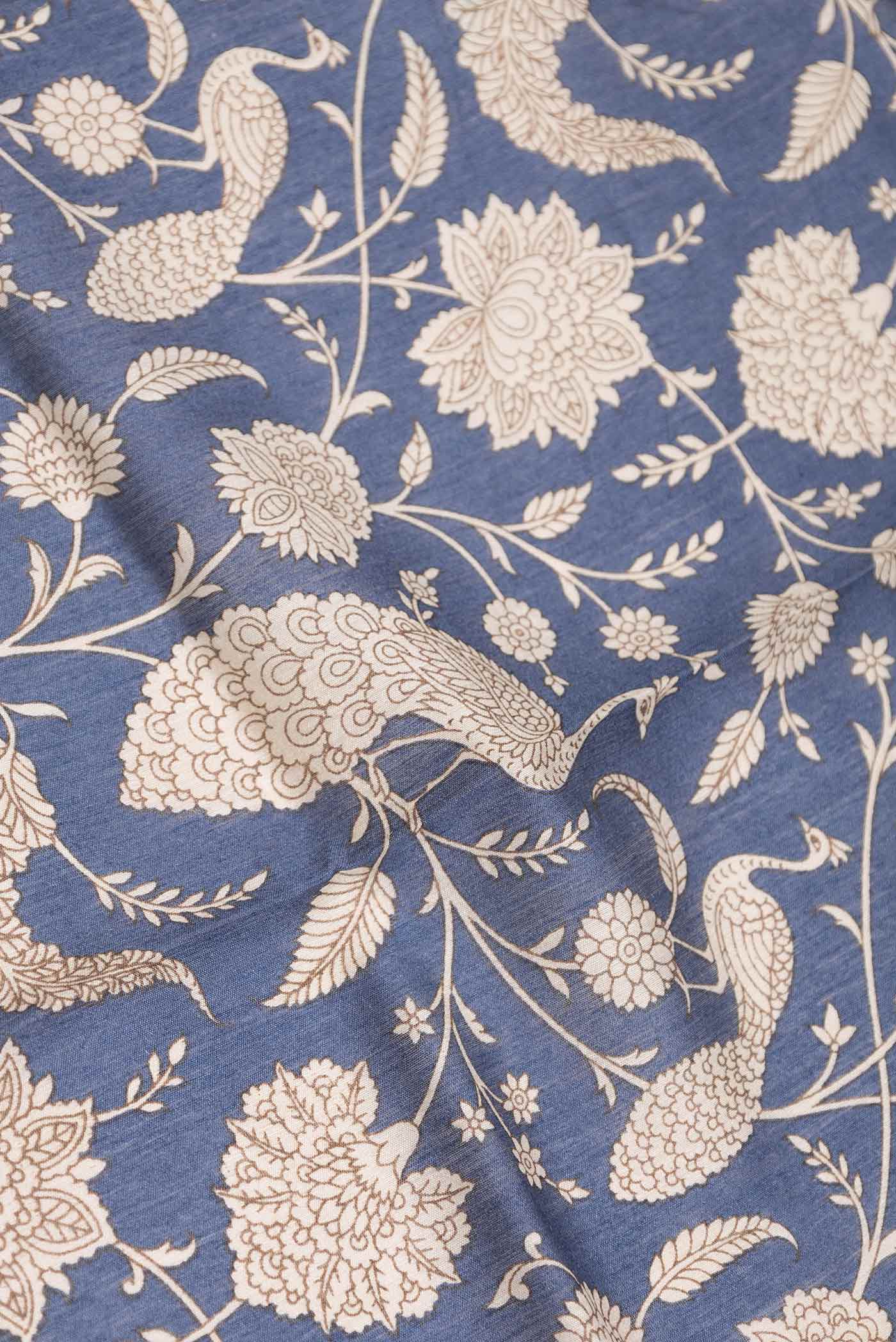 Navy Blue Dual Tone Tussar Silk Saree - Image 2