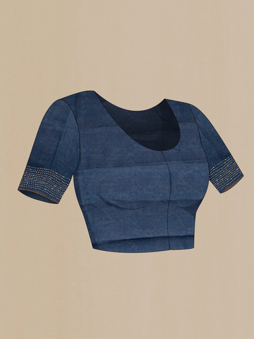 Navy Blue Dual Tone Tussar Silk Saree - Image 4