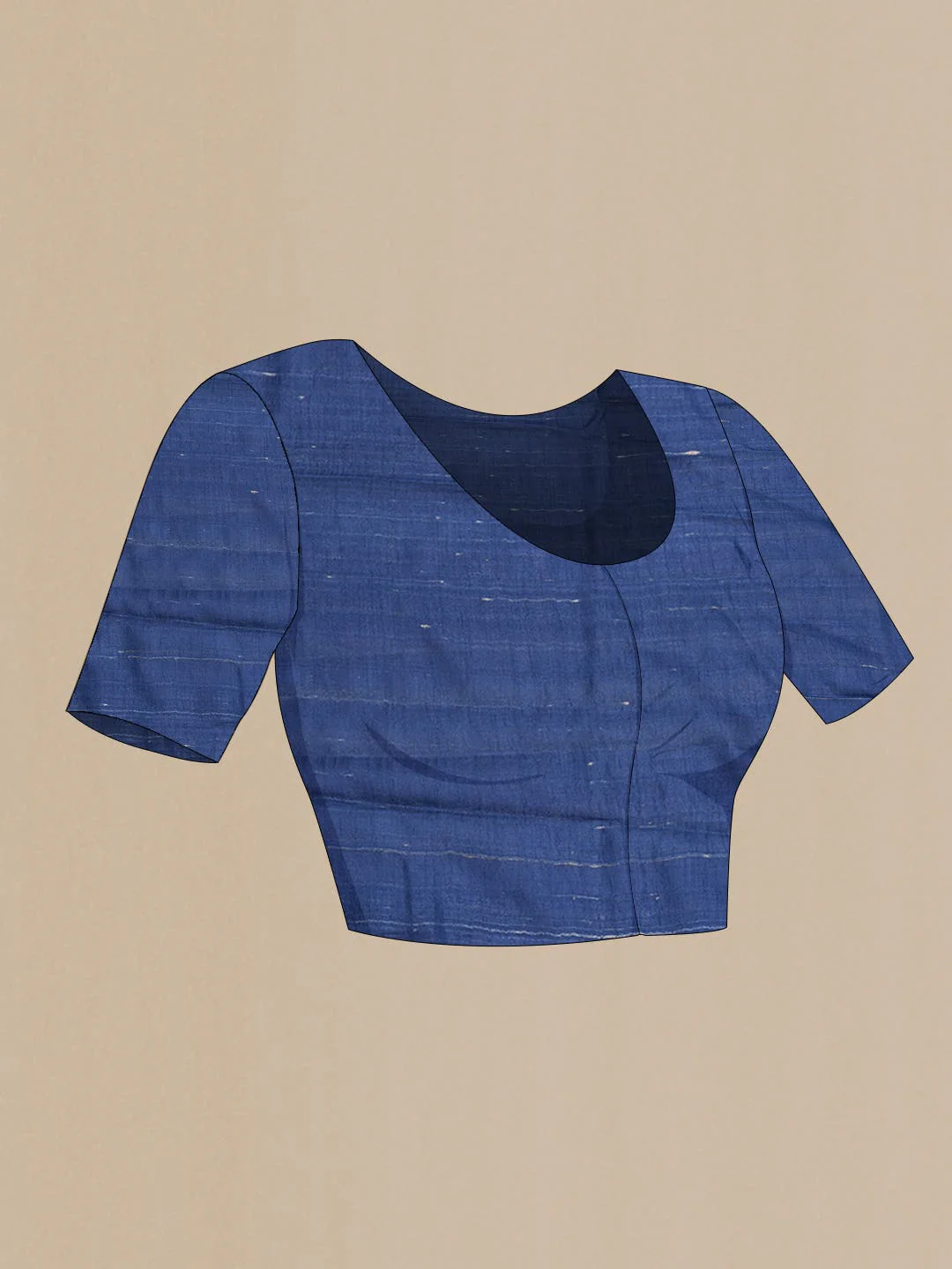 Navy Blue Dual Tone Tussar Silk Saree - Image 6