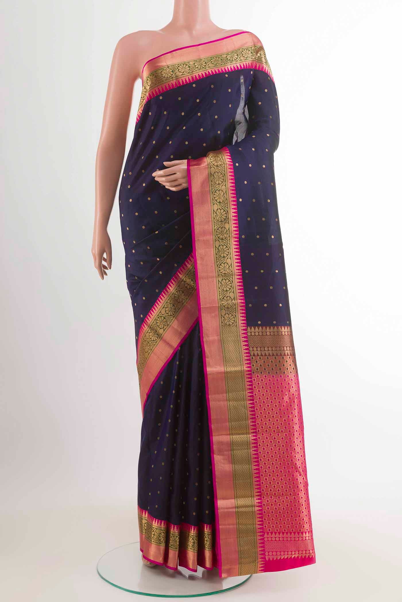 Navy Blue Kanchipuram Silk Saree