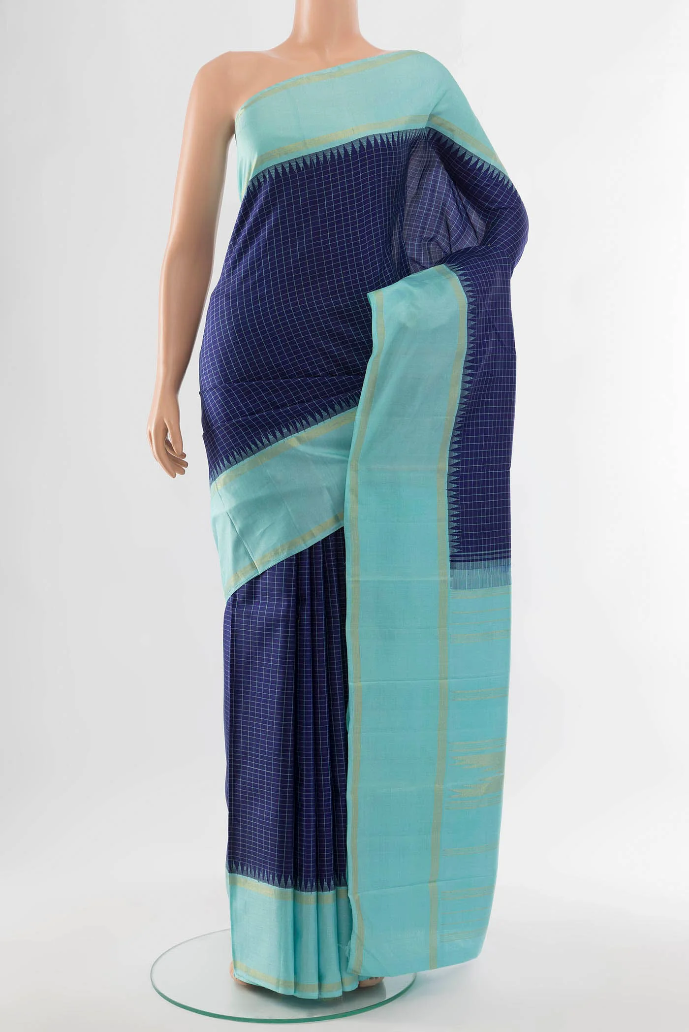 Pure Silk Pure Zari Navy Blue Kanjivaram Saree