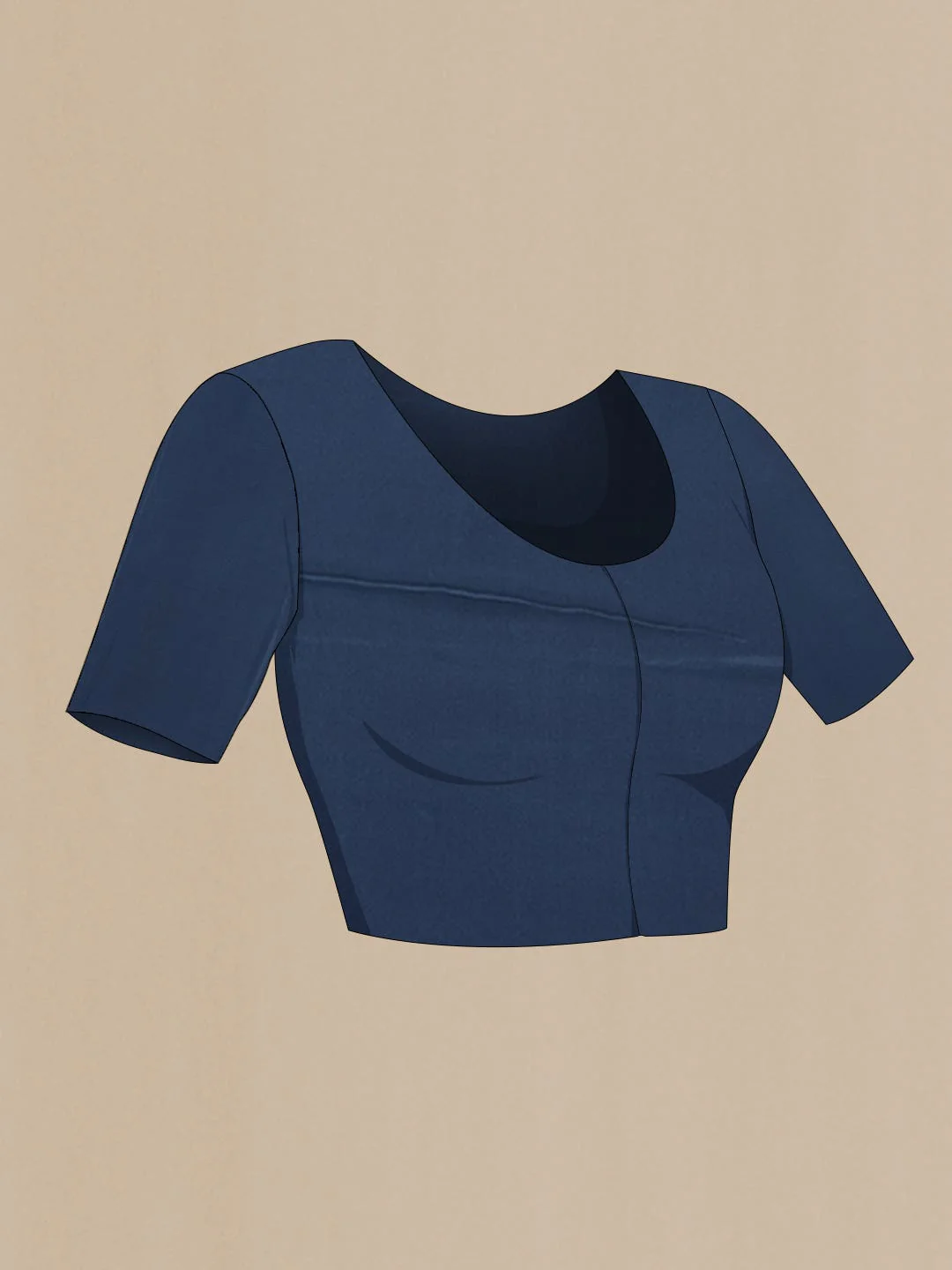 Navy Blue Mysore Crepe Saree - Image 4
