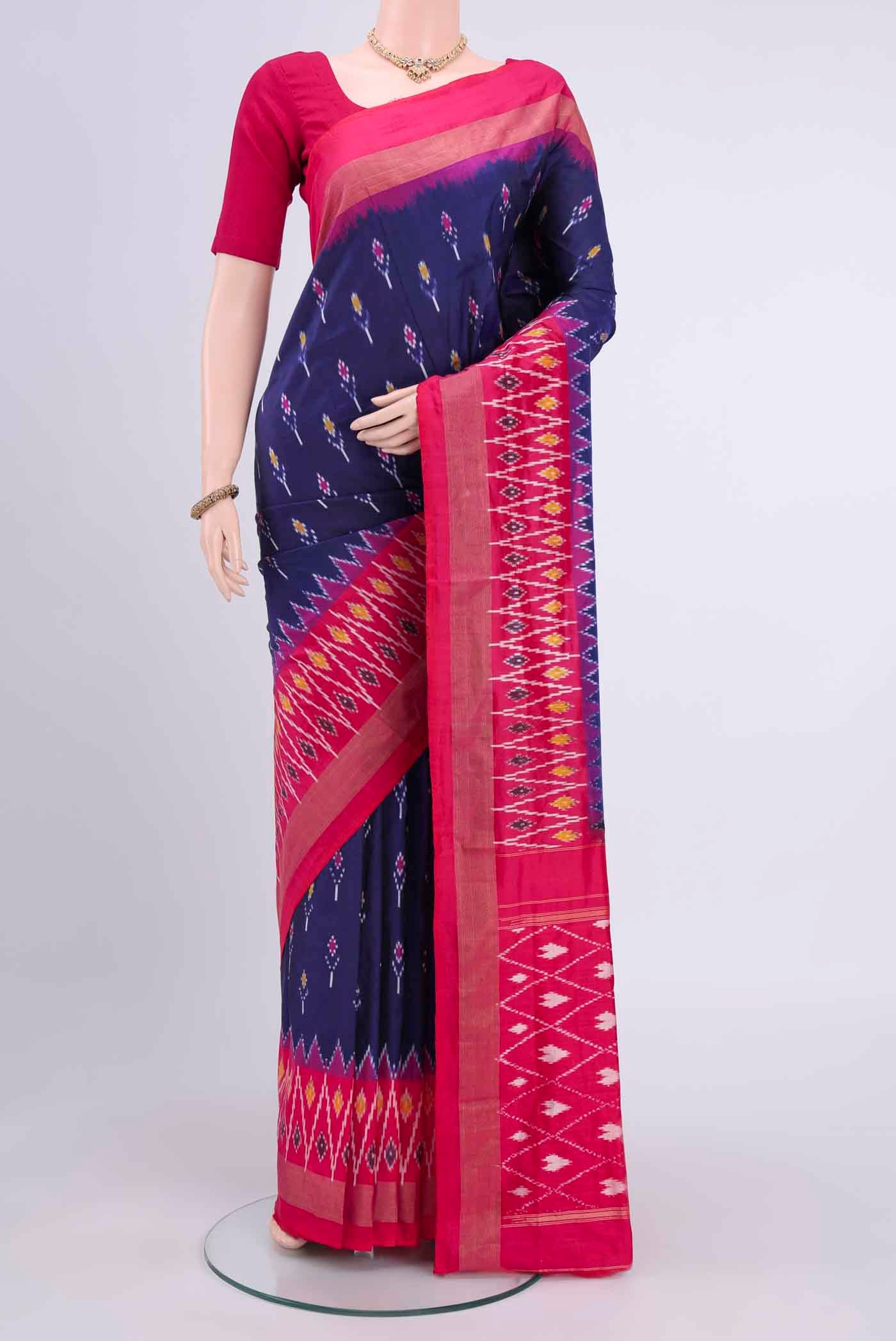 Navy Blue Pochampally Saree