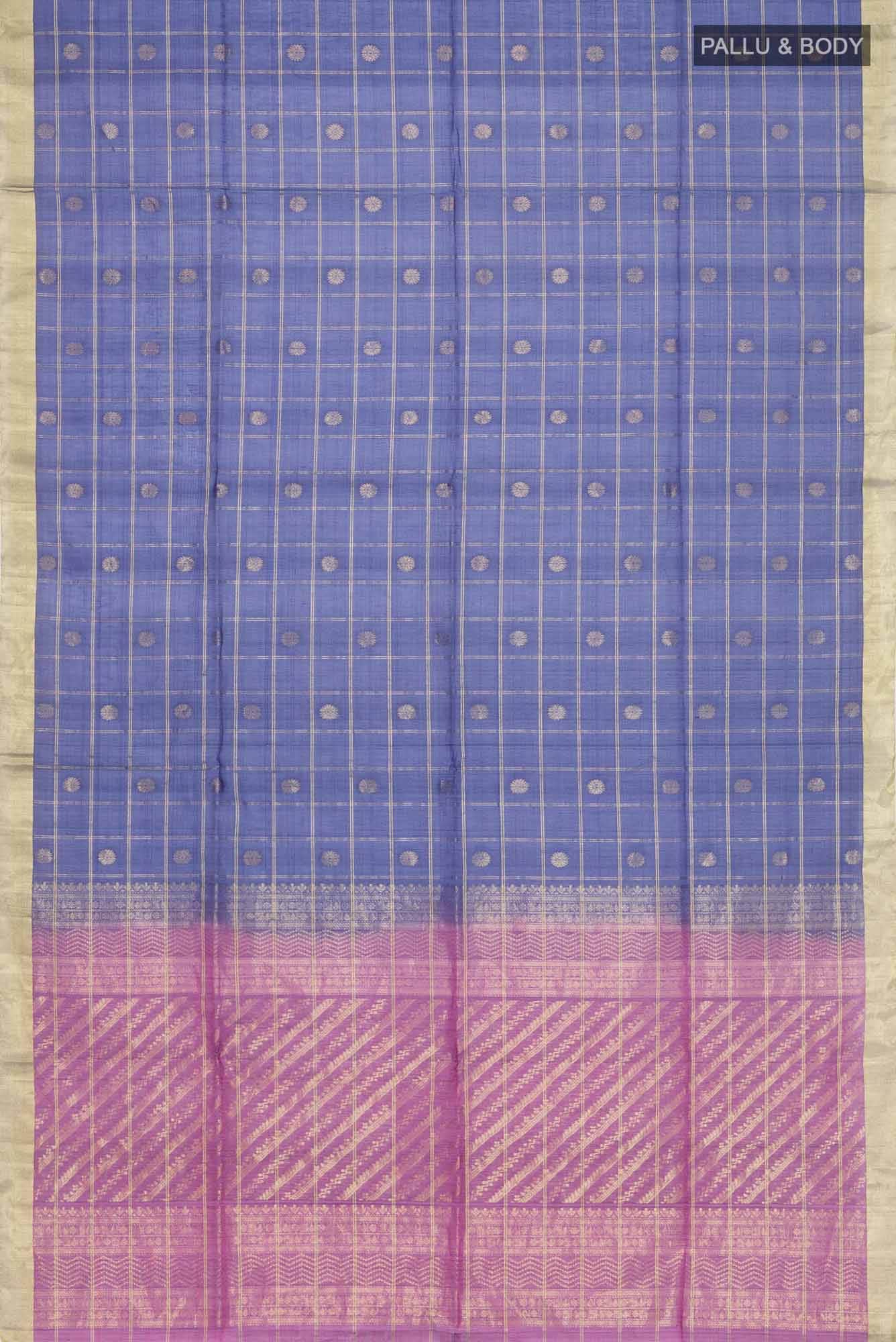 Navy Blue Silk Cotton Saree - Image 5