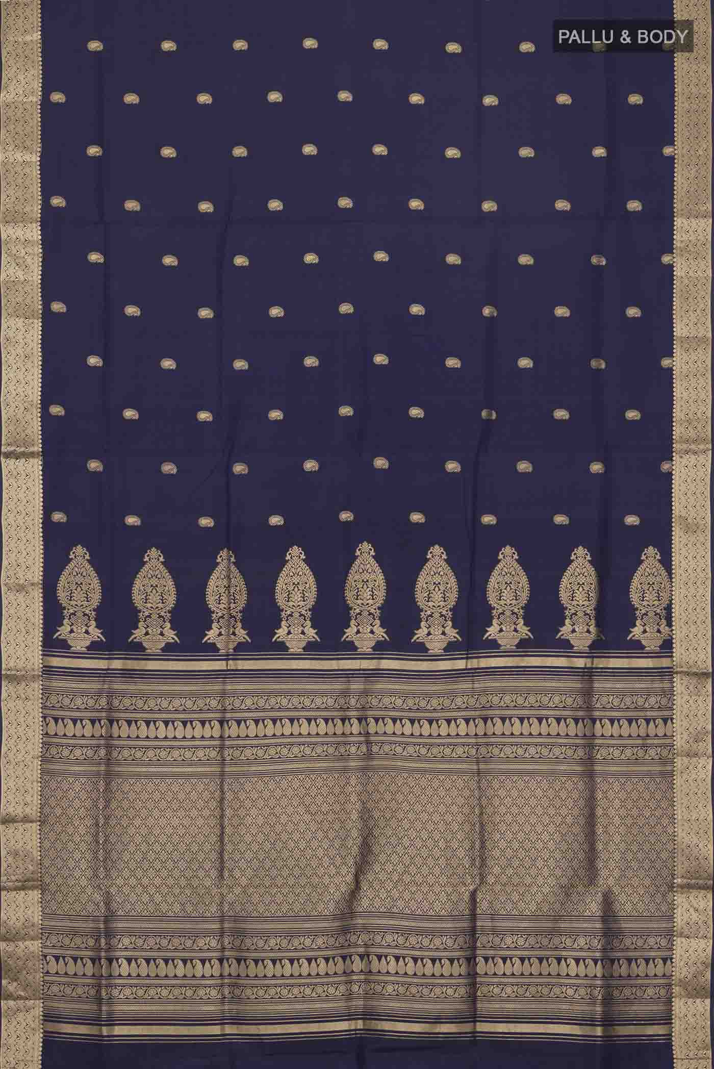 Navy Blue Soft Silk Saree - Image 5