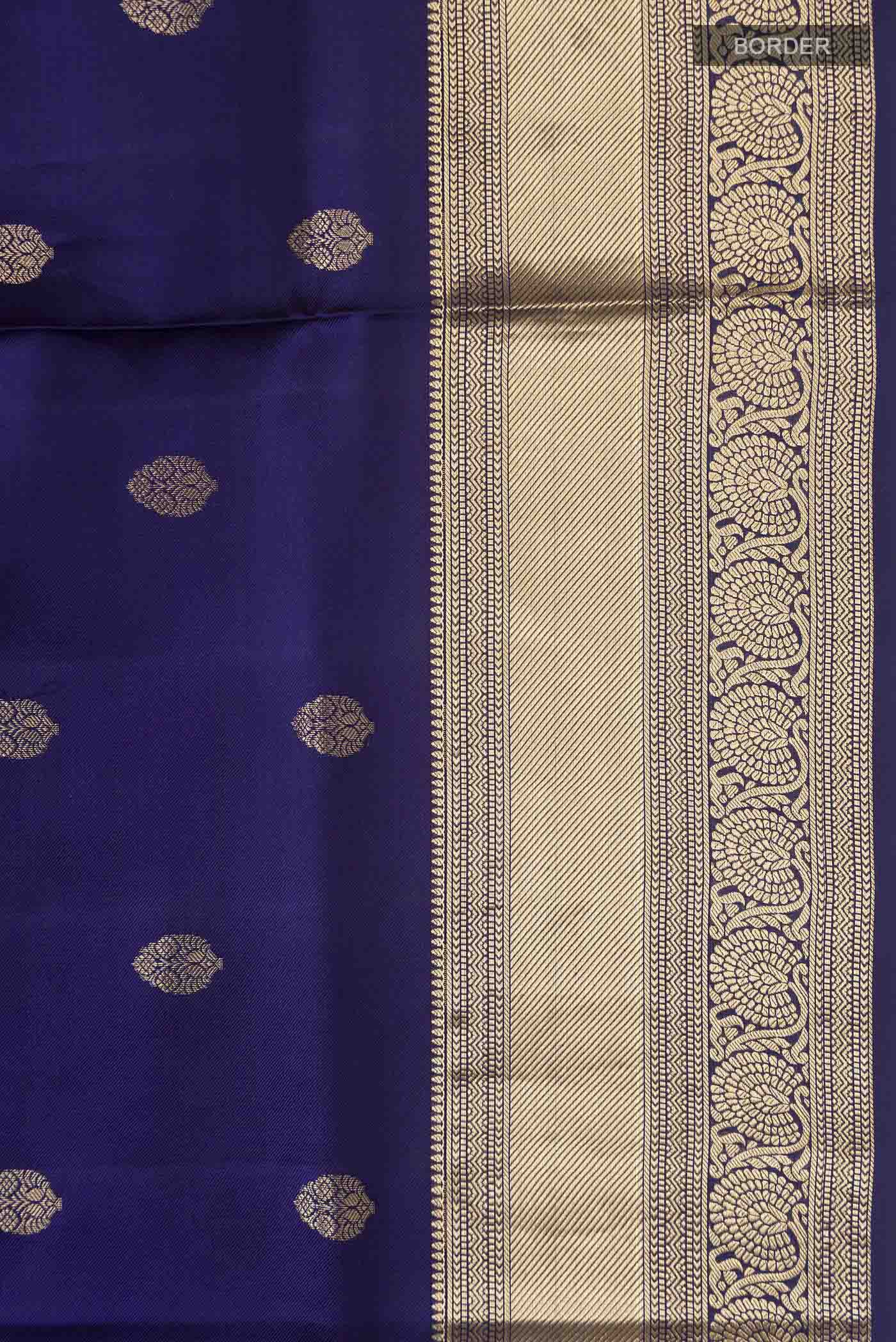Navy Blue Soft Silk Saree - Image 3