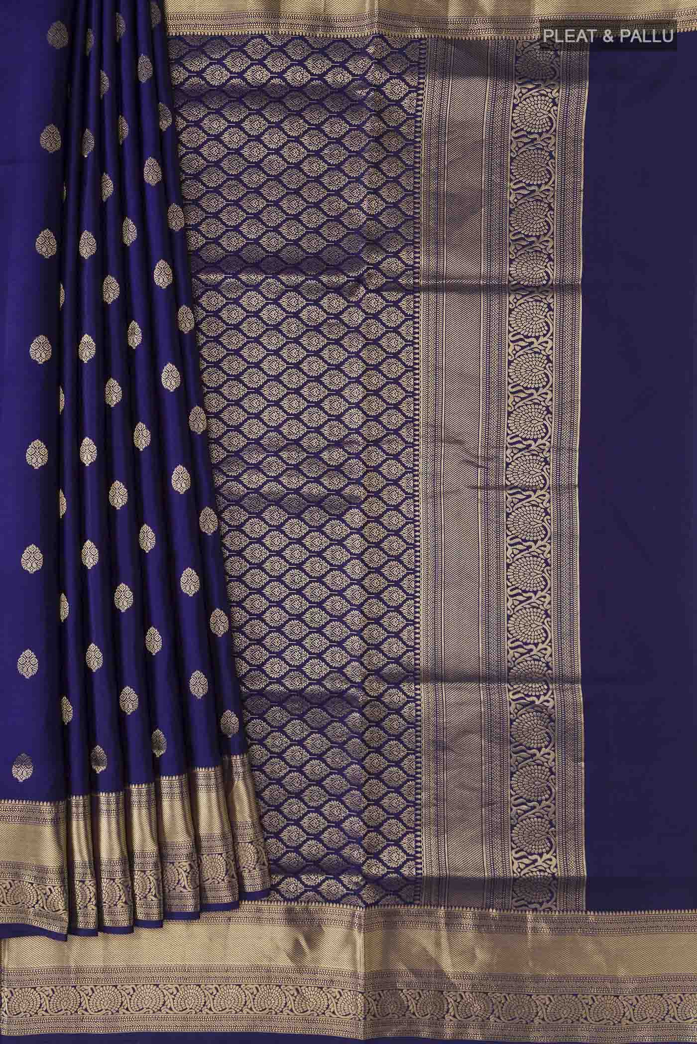 Navy Blue Soft Silk Saree - Image 4