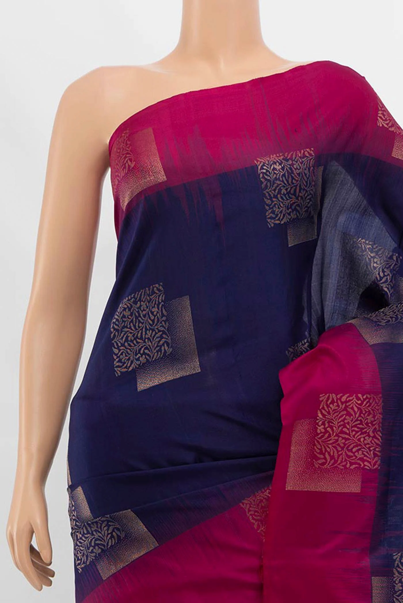 Navy Blue Soft Silk Saree - Image 2