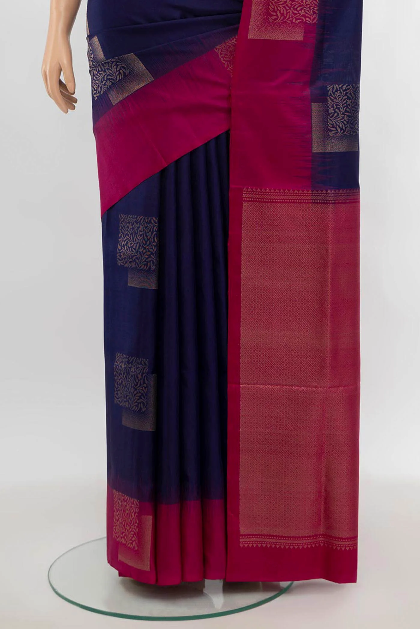 Navy Blue Soft Silk Saree - Image 3