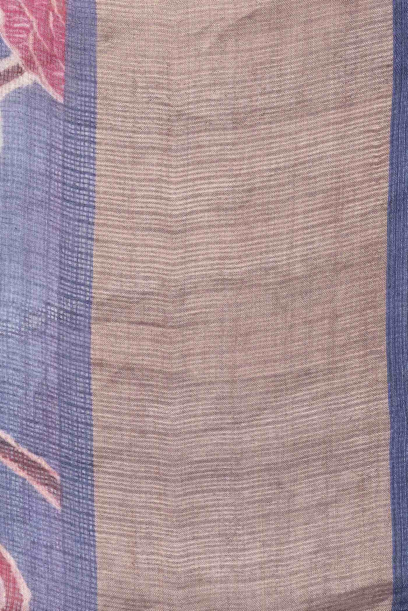 Navy Blue Tussar Silk Saree - Image 3