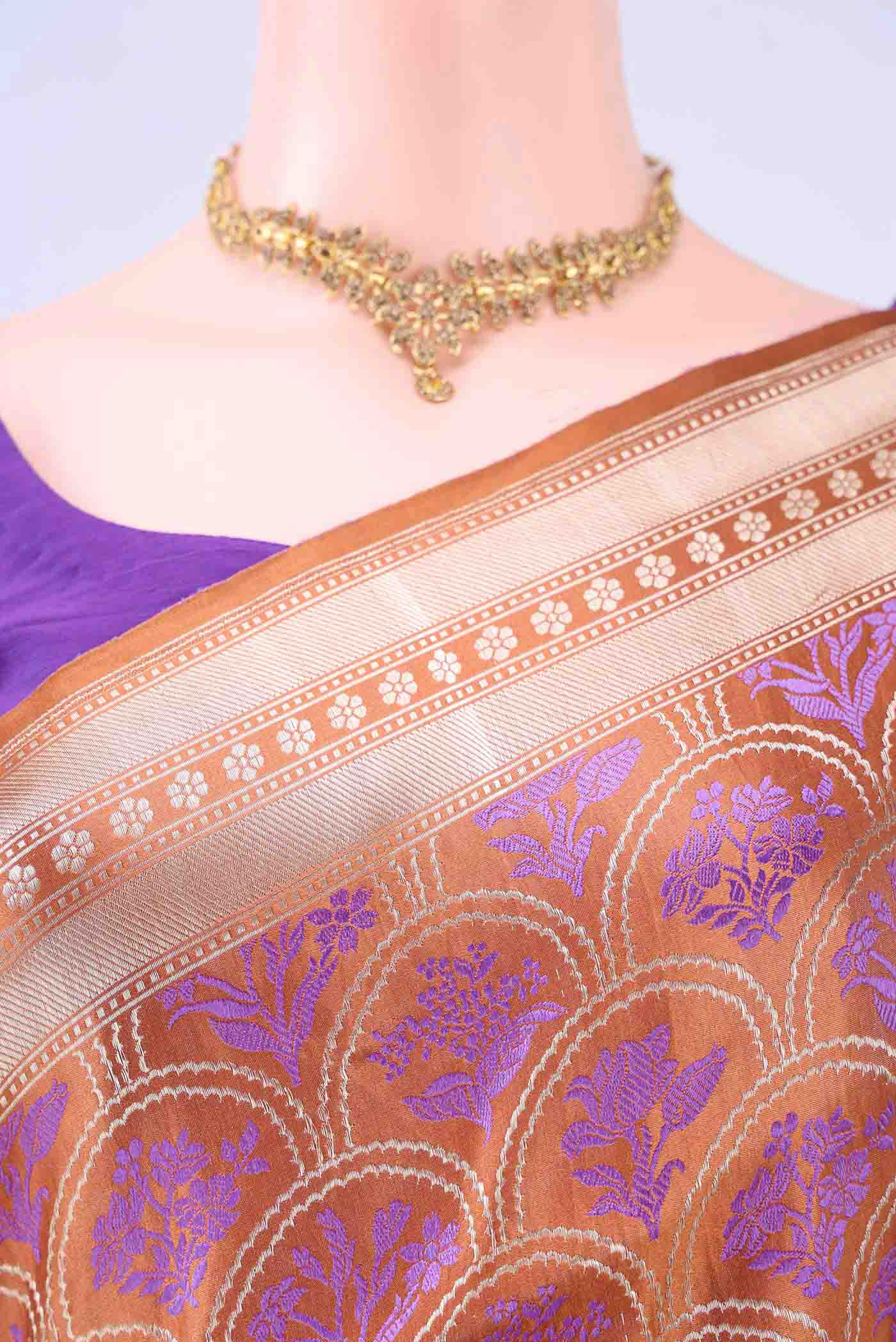 Brown Banarasi Silk Saree - Image 2