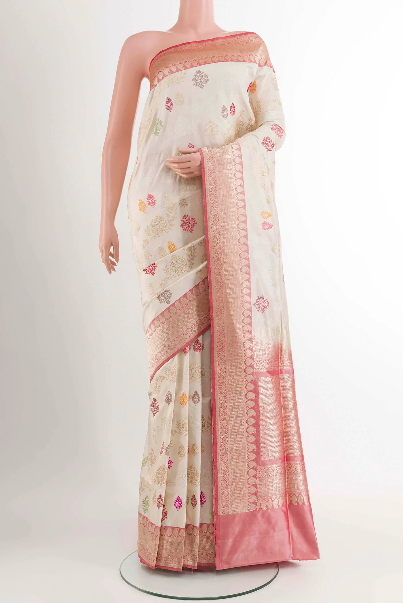 Off White Banarasi Silk Saree