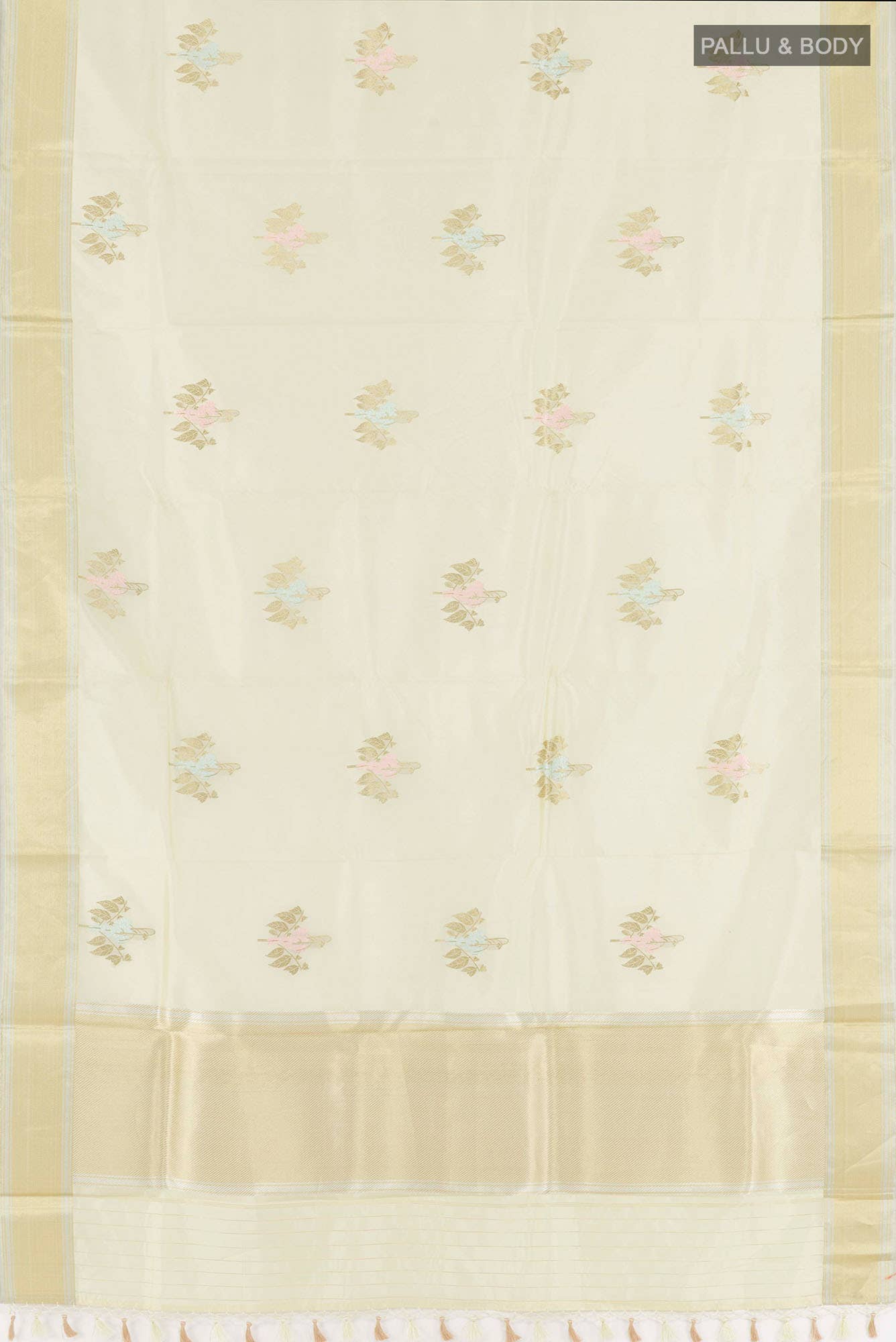 Off White Banarasi Silk Saree - Image 4