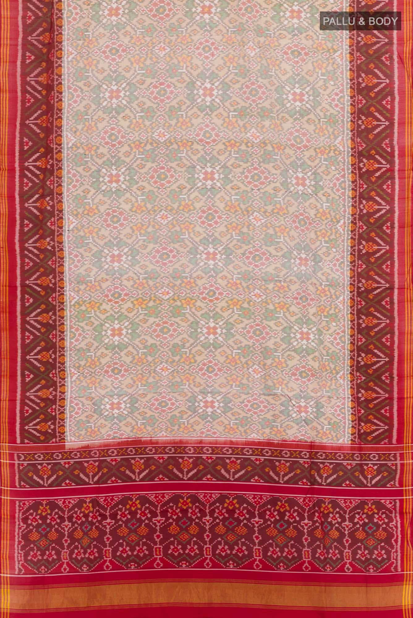 Off White Double Ikat Saree - Image 4
