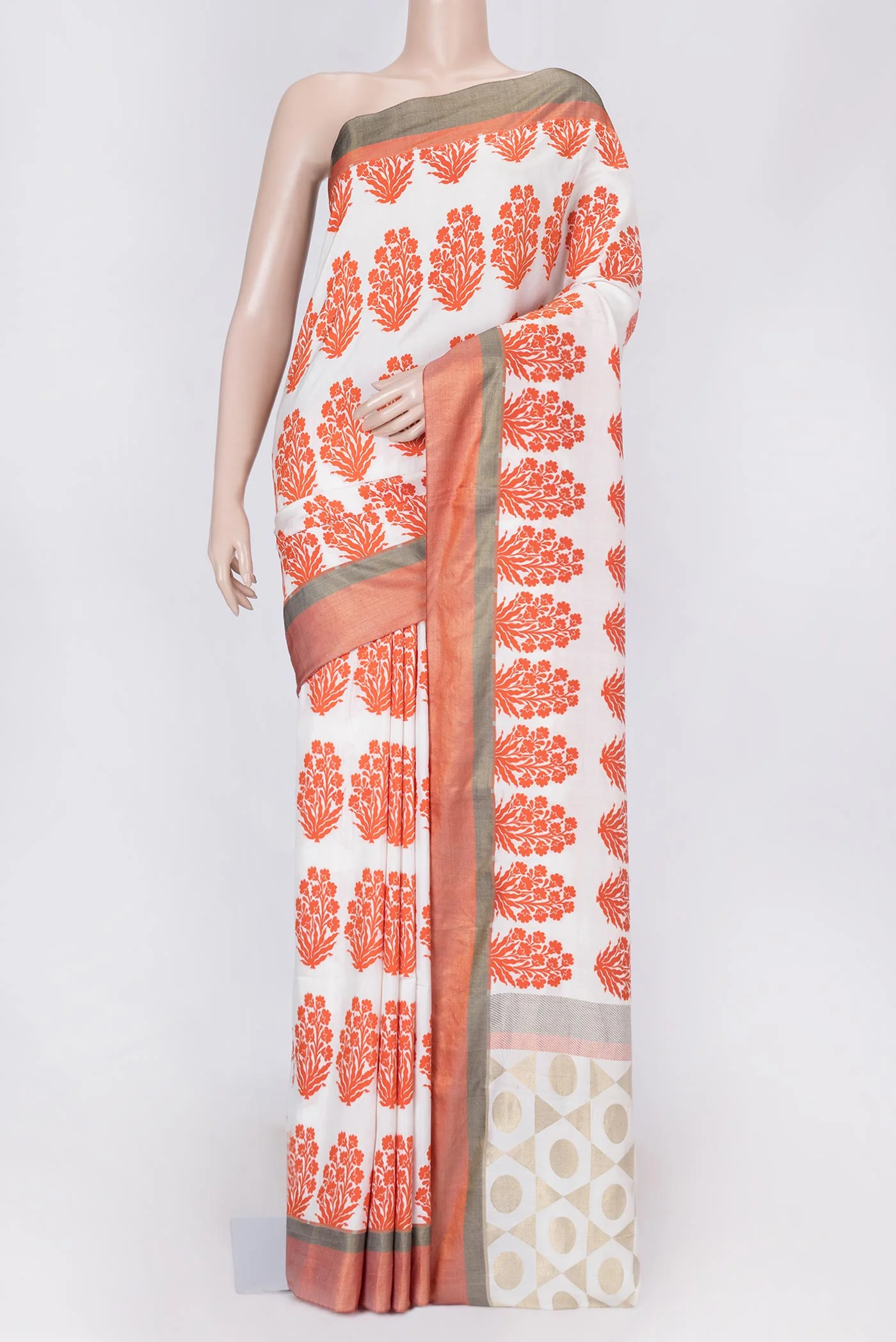 Off White Dual Tone Banarasi Silk Saree